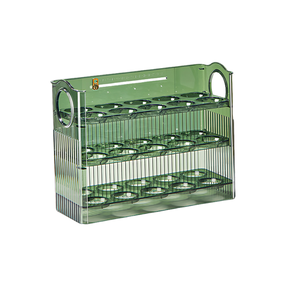 雞蛋收納盒 自動回彈 雪櫃收納架 廚房蛋托保鮮盒 雞蛋架 [平行進口] HK2770