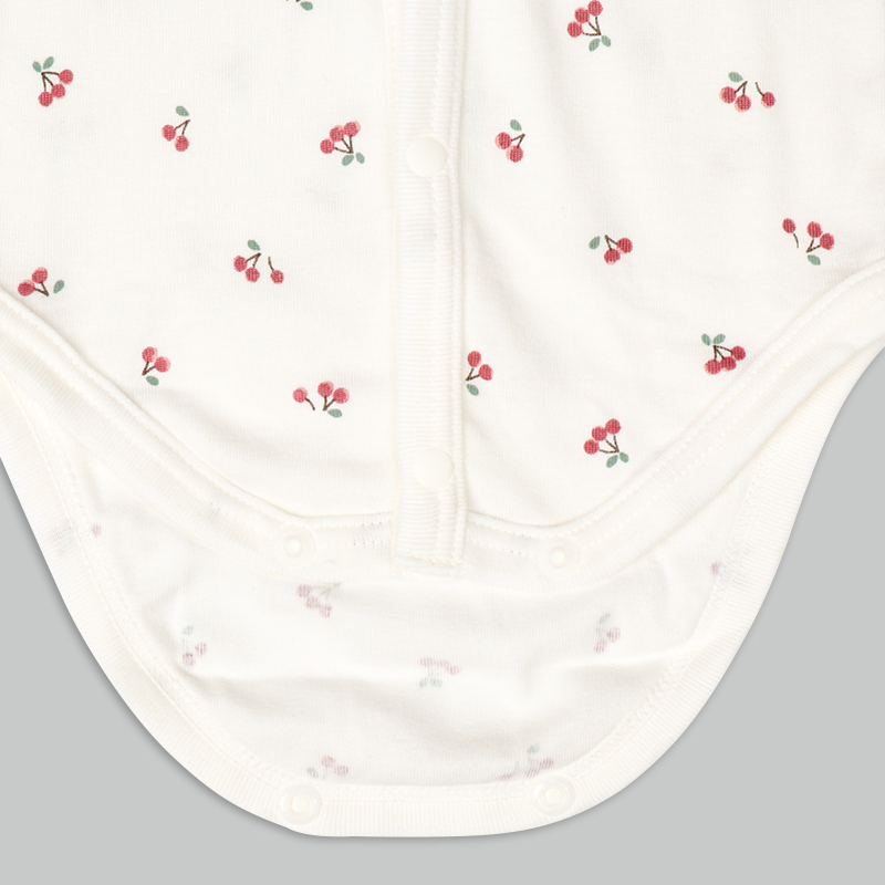 🇯🇵預訂 日本直送🇯🇵櫻桃印花純棉前開式短袖包屁衣兩件套