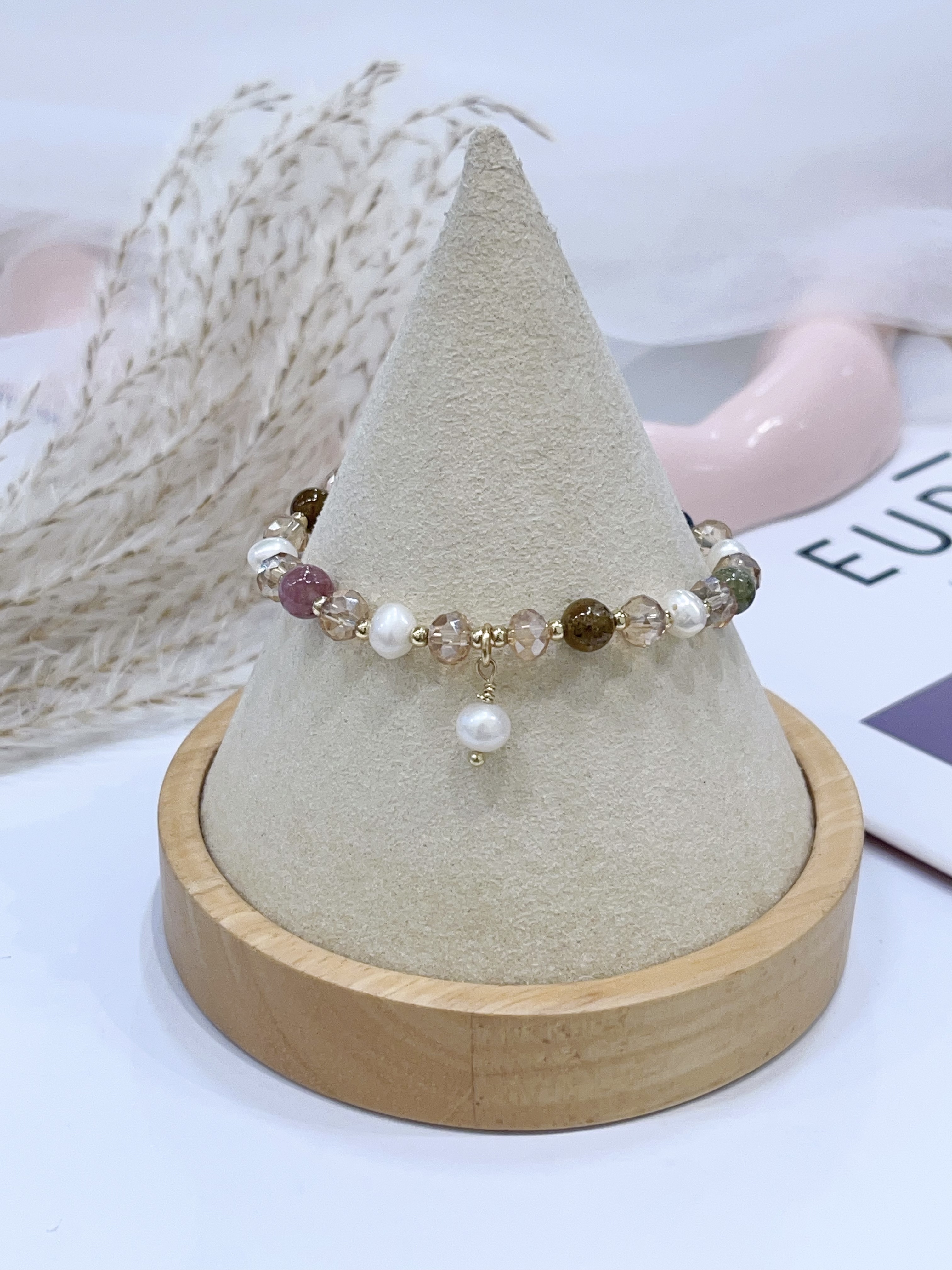 🌈🤍 多宝水晶 × 珍珠手串 Multicolor Crystal & Freshwater Pearl | 6mm