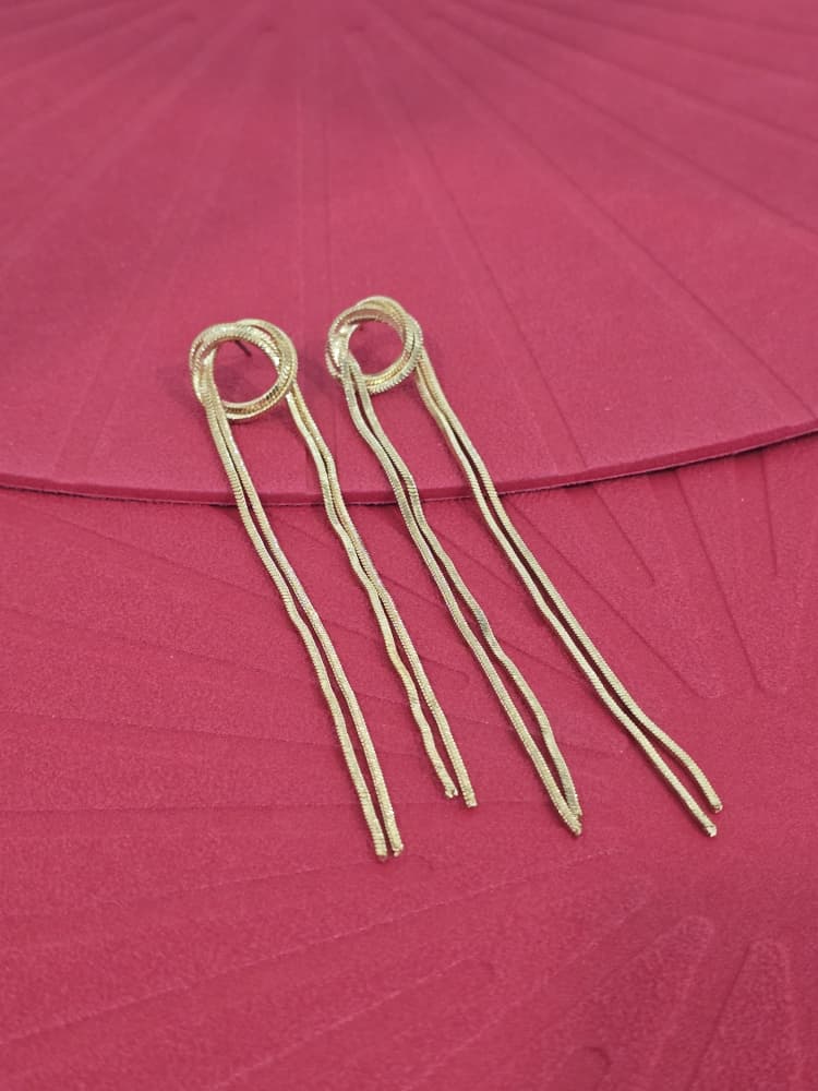 Double Line Loop Drop Stud Earrings