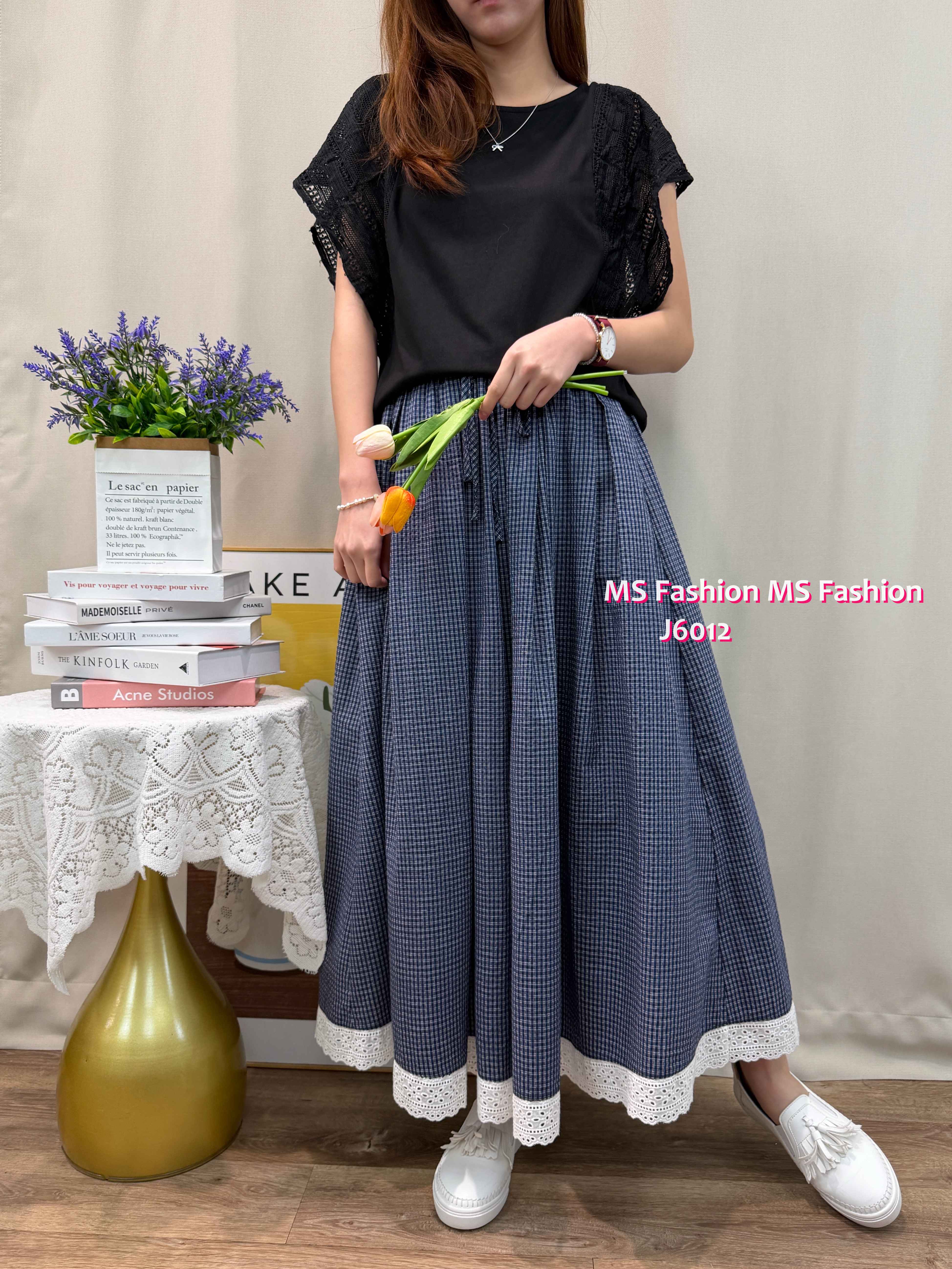 J6012 韓國🇰🇷格紋中長款半裙