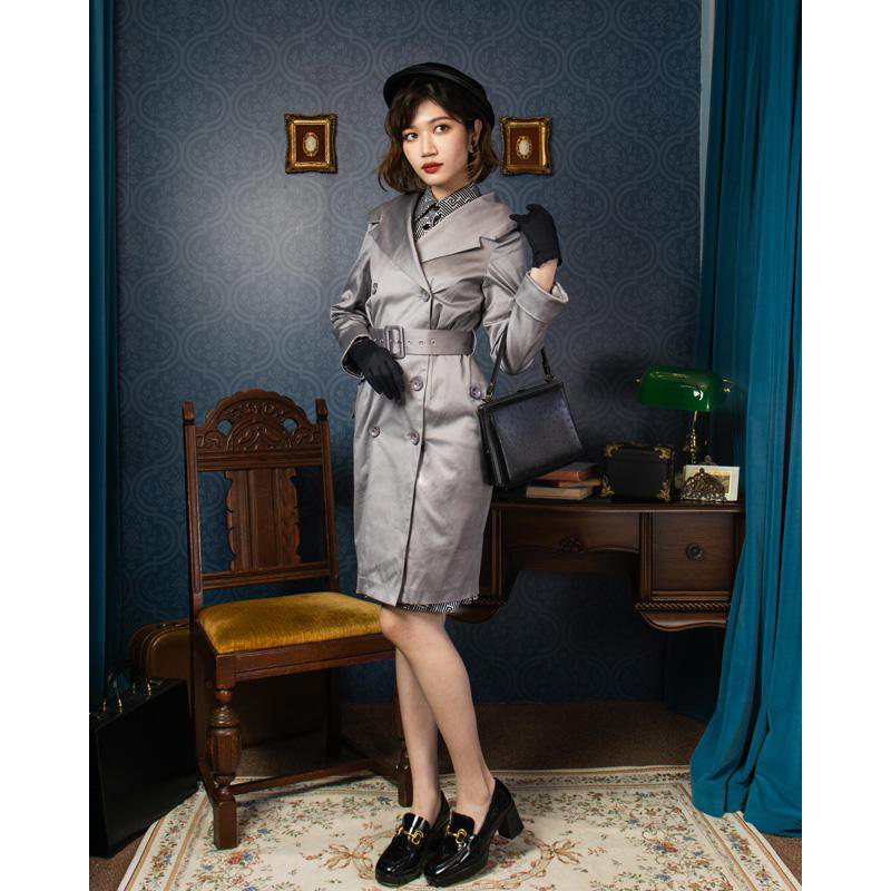 （SOLD OUT）1960s MAD Man Secretary Double-Breasted Dress Coat - Grey(FM085)