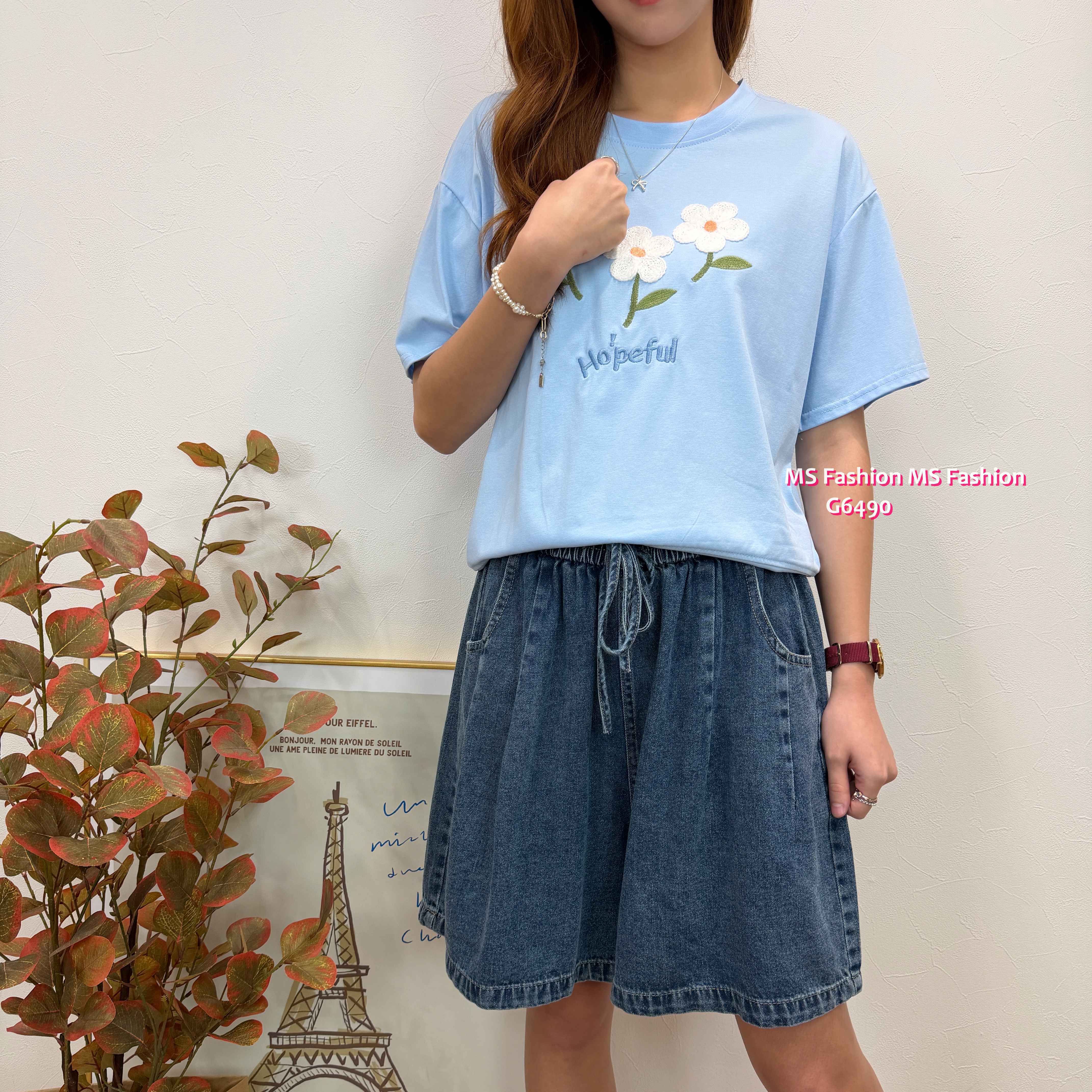 G6490 刺繡小花top
