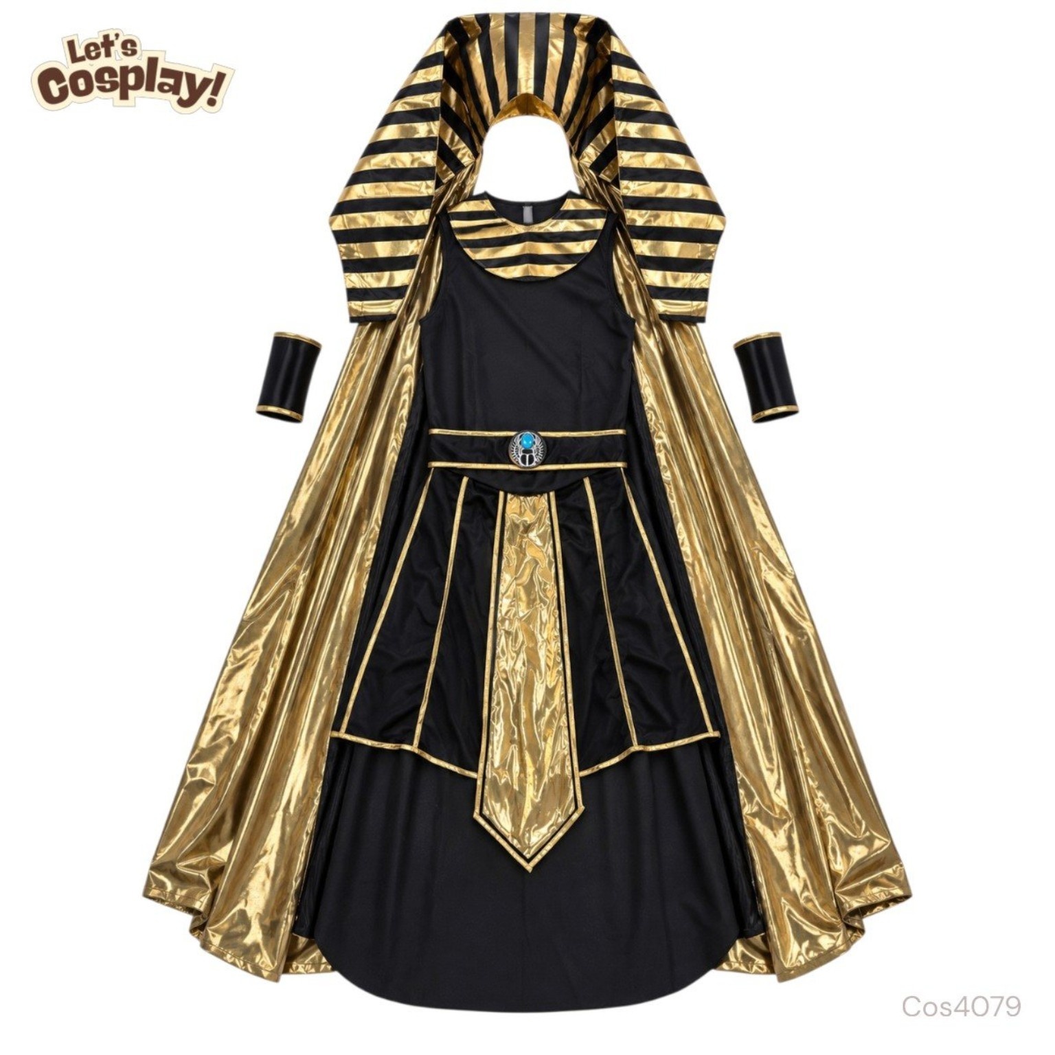 埃及妖后 Cleopatra 成人女裝黑金披風角色扮演服｜萬聖節 Halloween｜香港現貨｜Lets Cosplay COS4079