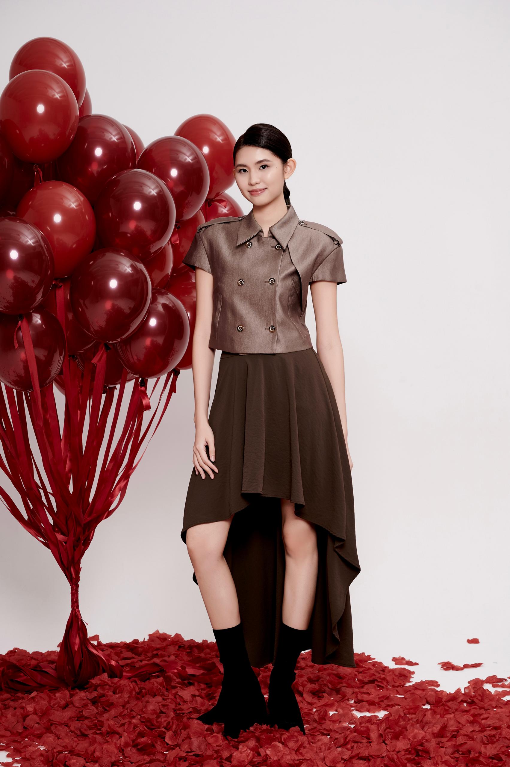 CB2648 TRENCH STYLE SHORT/SLLV BLOUSE 