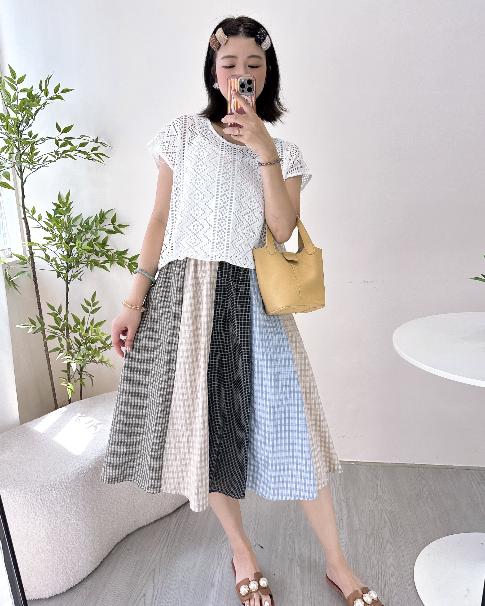 高質拼布通花連身裙 2色