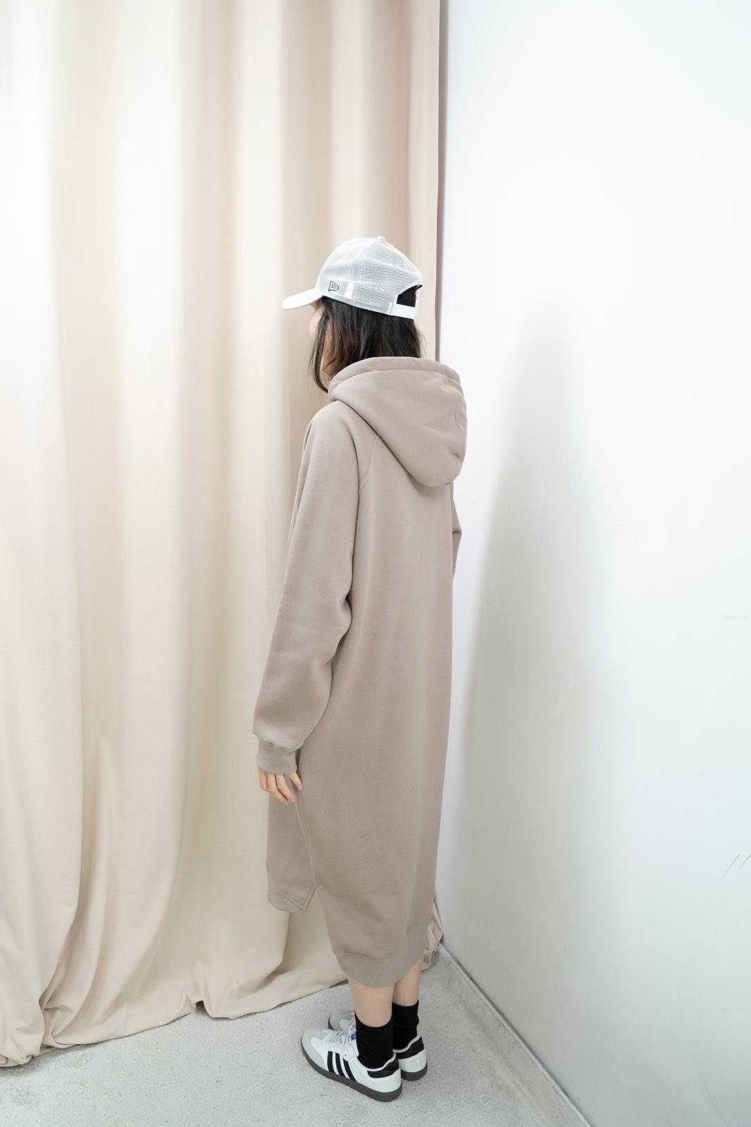 加絨有帽衞衣連身裙（Mocha色）