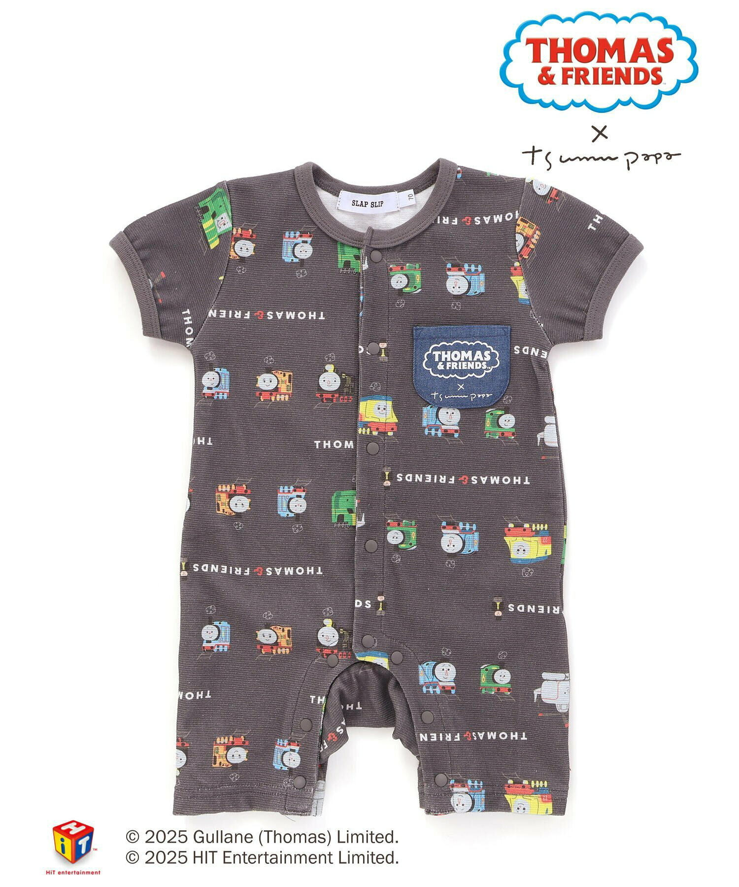 🇯🇵預訂 日本直送🇯🇵Slap Slip Baby x Thomas系列兩色小火車滿印口袋短袖連身服