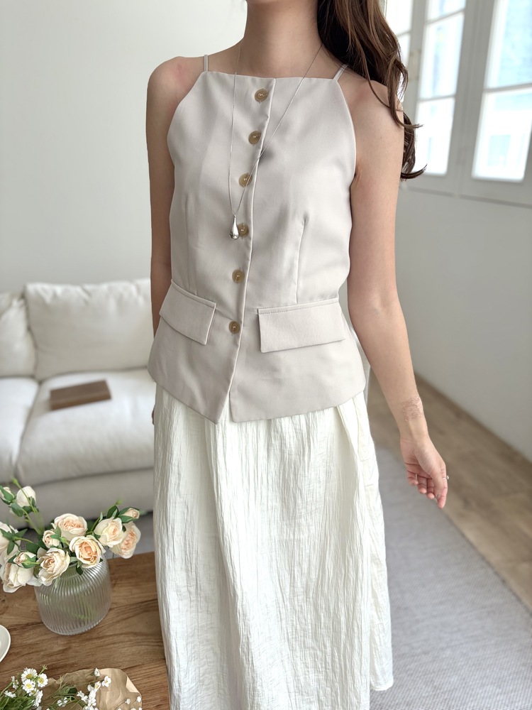 French Muse Vest Dress (Beige)