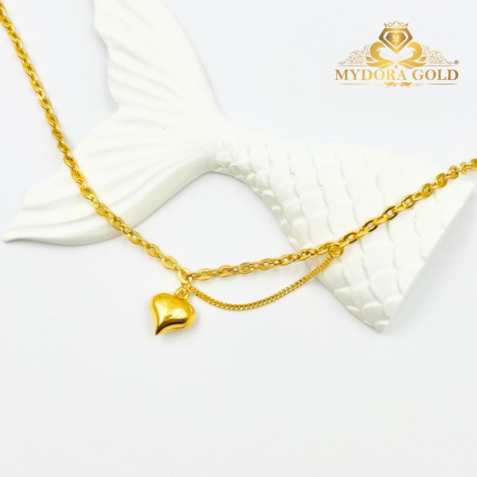 MYDORA Rantai Tangan Sauh Licin Fesyen Gantung Mini Love Licin l EMAS 916/22K