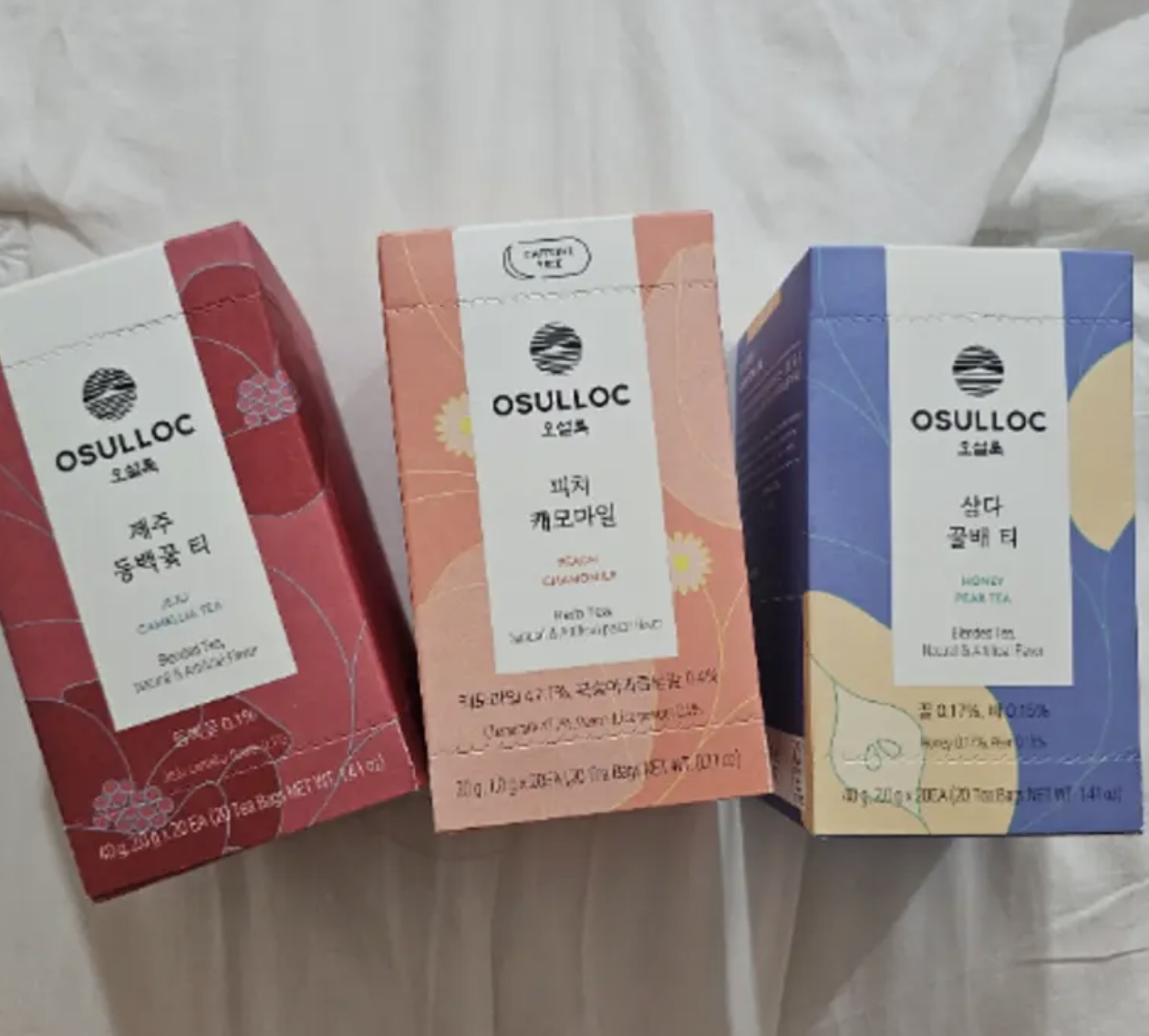 韓國濟州 Osulloc 草本茶系列｜ 蜂蜜梨香茶 / 濟州山茶花茶 / 濟州純綠茶 / 蜜桃洋甘菊茶 