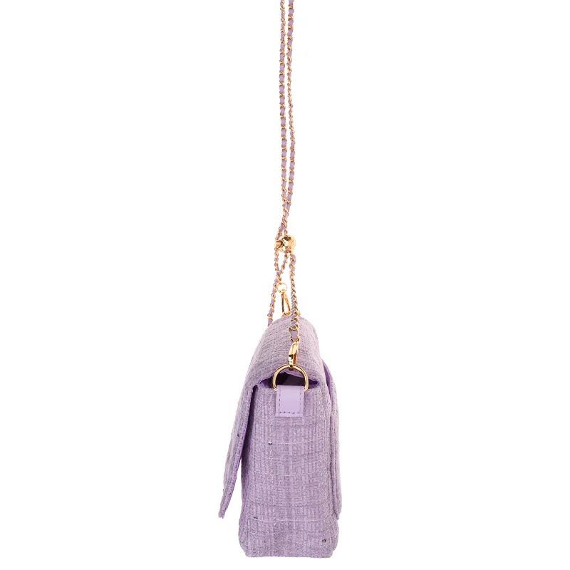 Kuromi 粉紫絨布金球斜孭袋