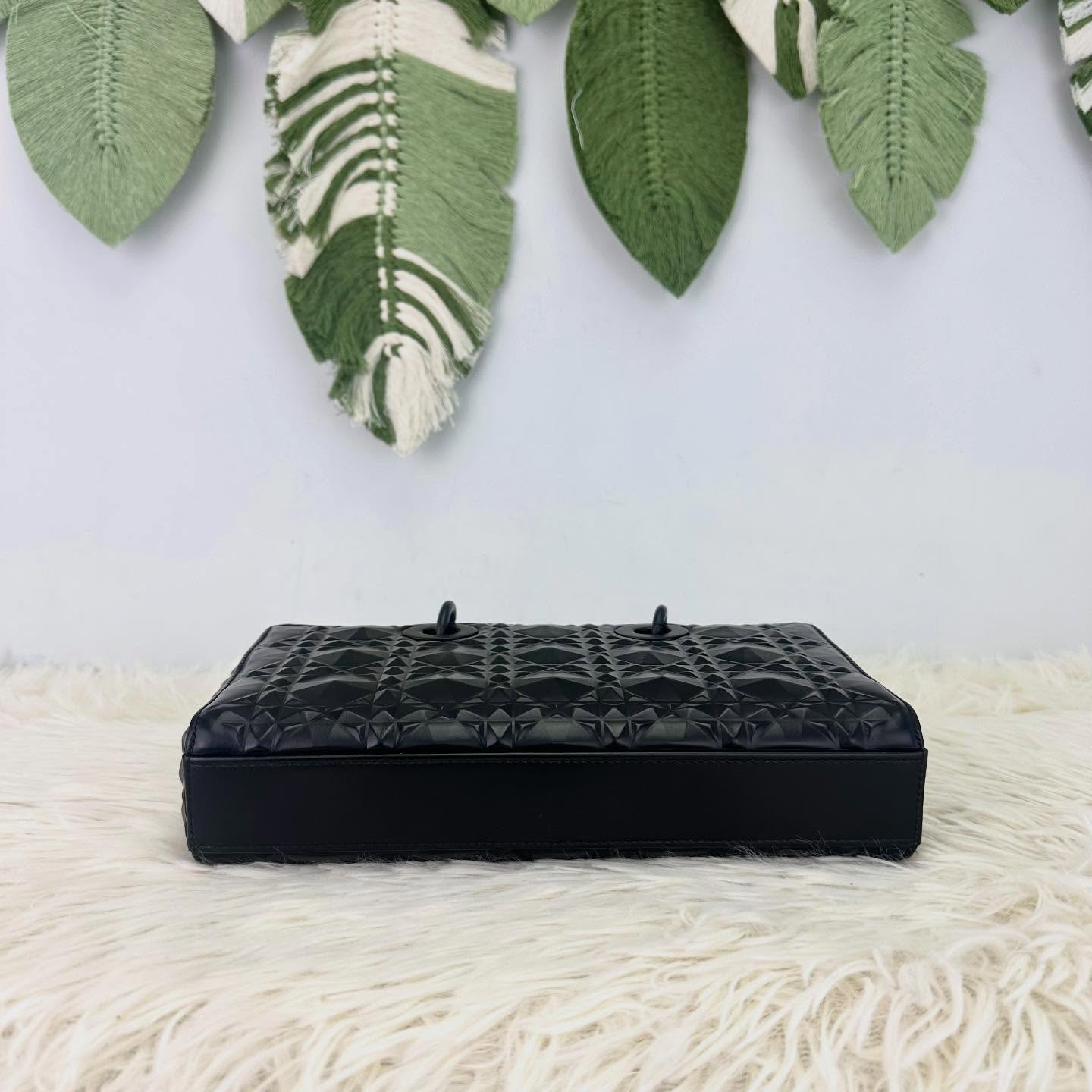 DIOR 🤍PRE OWNED Lady D-Joy So Black鑽石菱格款 全套有盒🖤