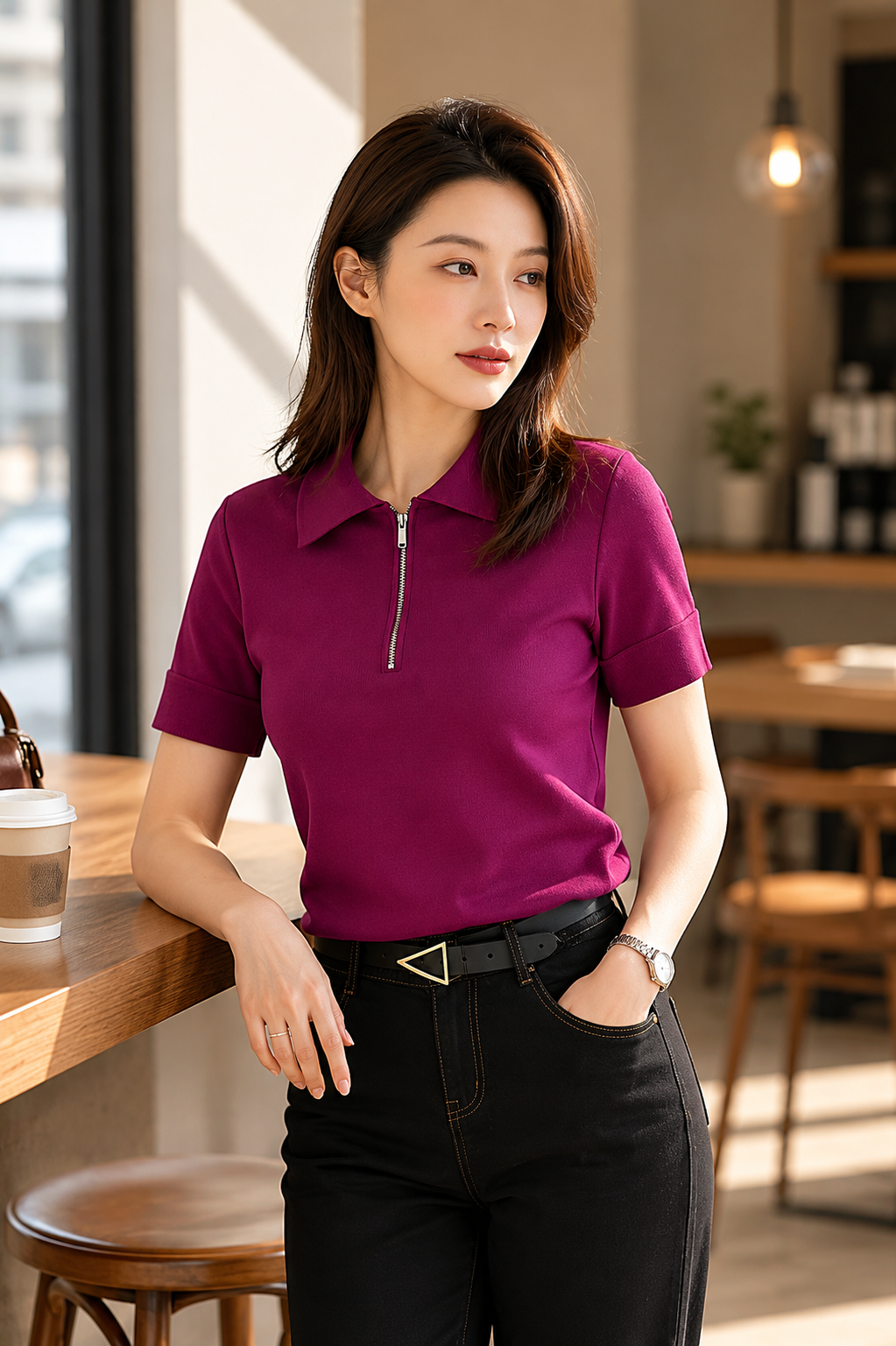 MFY2025-05 Luxe Zip Collar Knit Top
