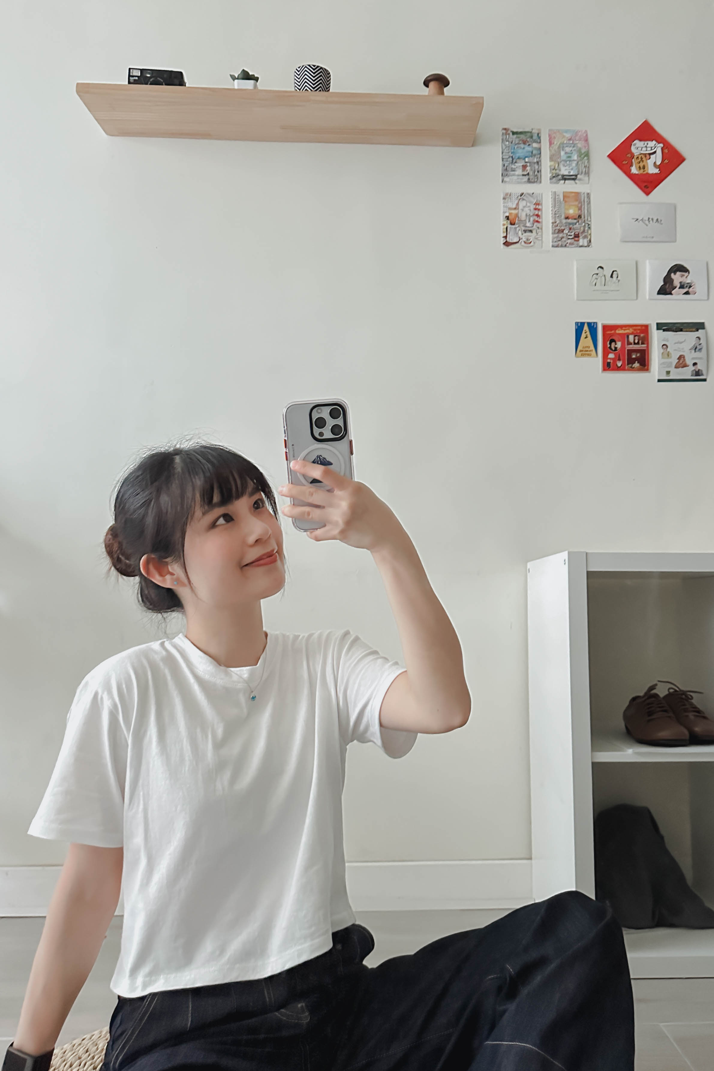 後開衩微寬鬆Crop Top (兩色入)