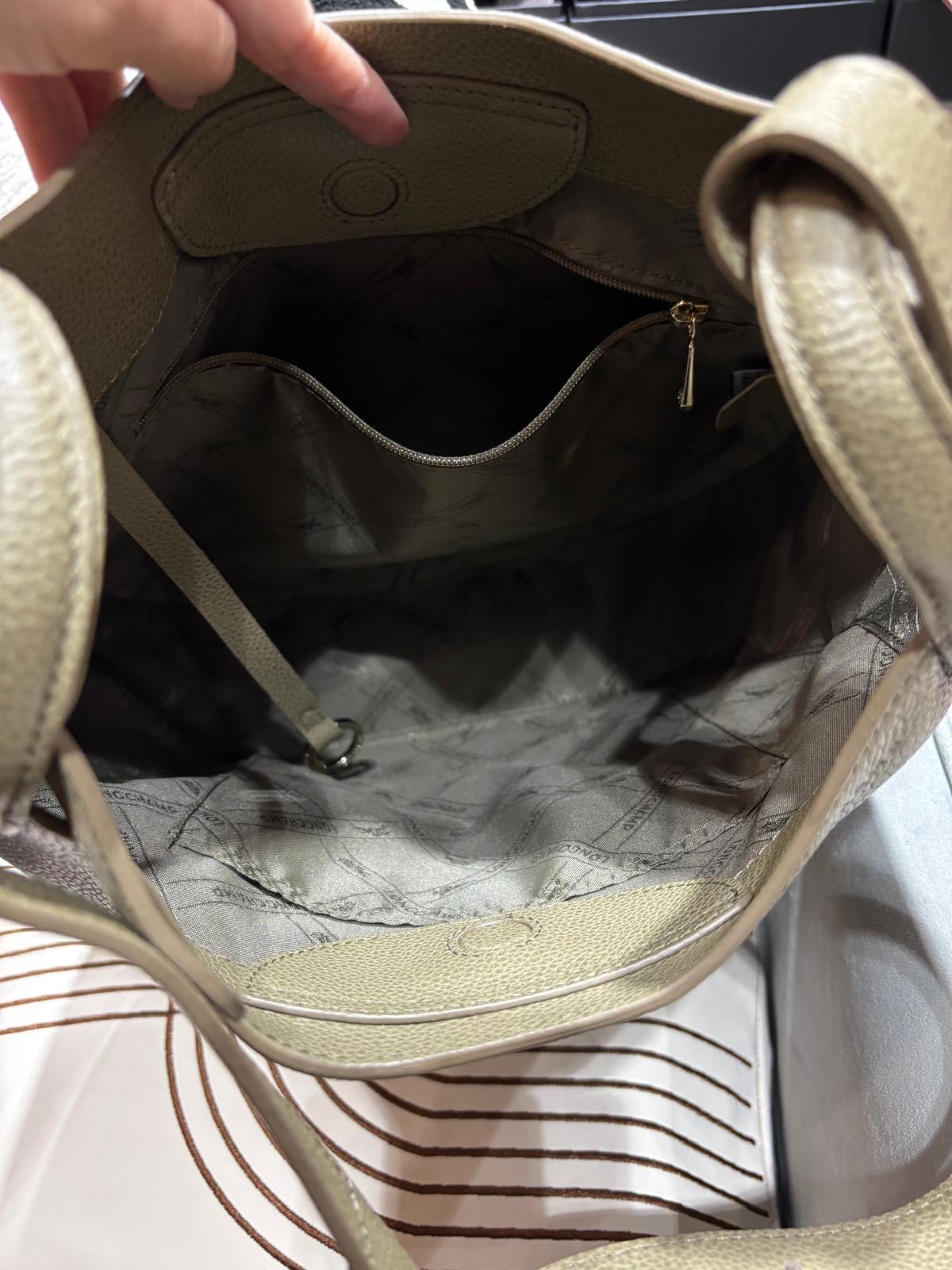 LONGCHAMP Le Foulonné Shoulder Bag Beige Calfskin hobo 100%Authentic, 98%New