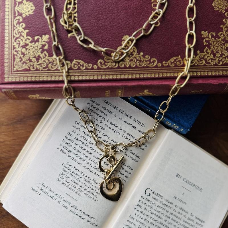 Retro Heart Pendant Extra Long Necklace / Waist - Chain (MT2273)