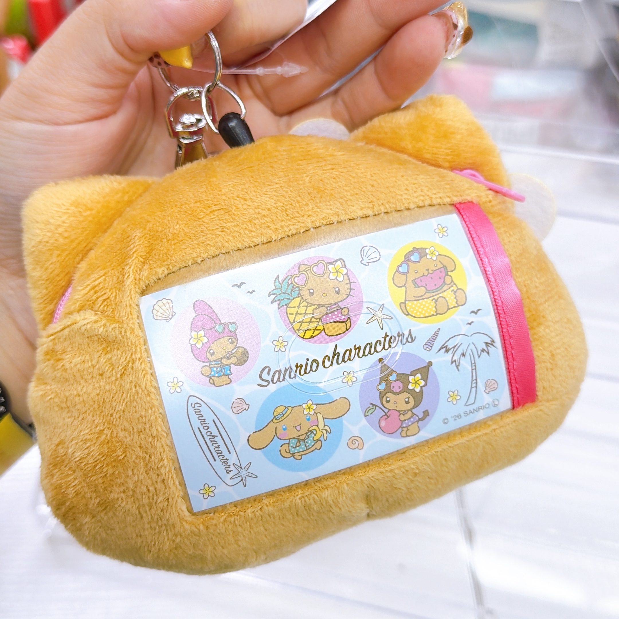日本直送Sanrio 夏天黑皮泳裝系列 頭型伸縮卡套掛包散銀包