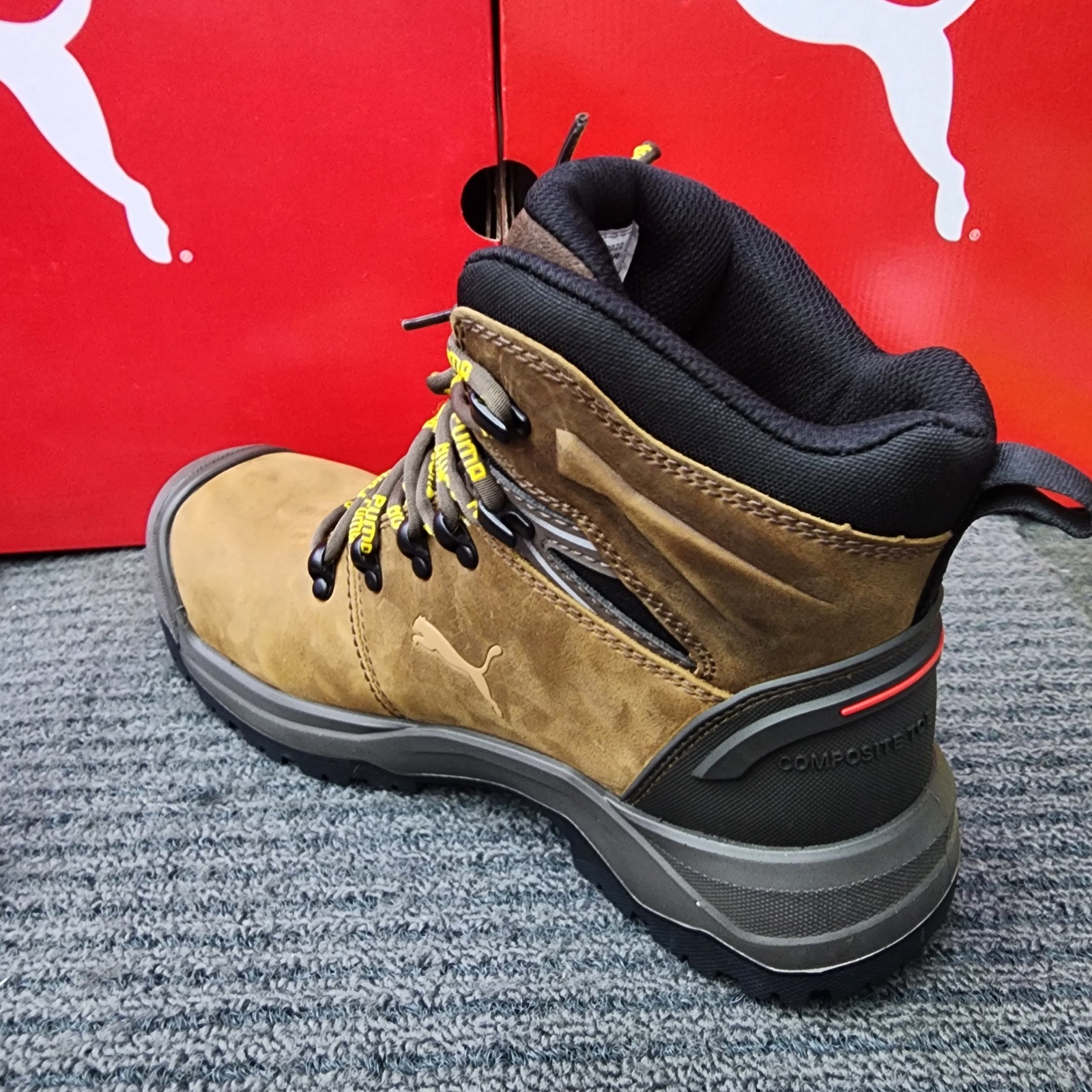 PUMA Safety Shoes 63.271.0 Mid Cut Iron Heavy Duty TPU Rubber Sole Brown 632710 for Oil and Gas