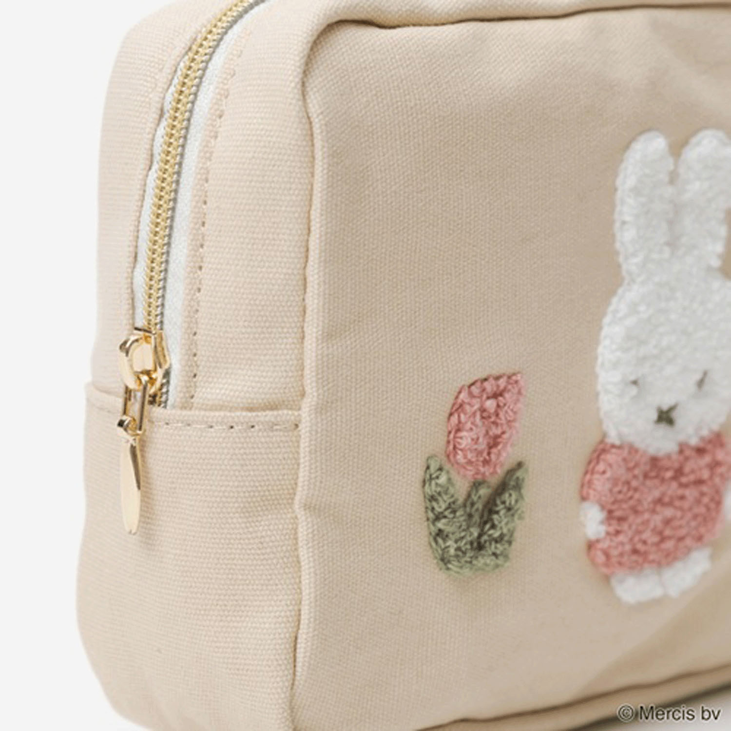 Miffy - 刺繡長形小物包 (杏色花朵款)