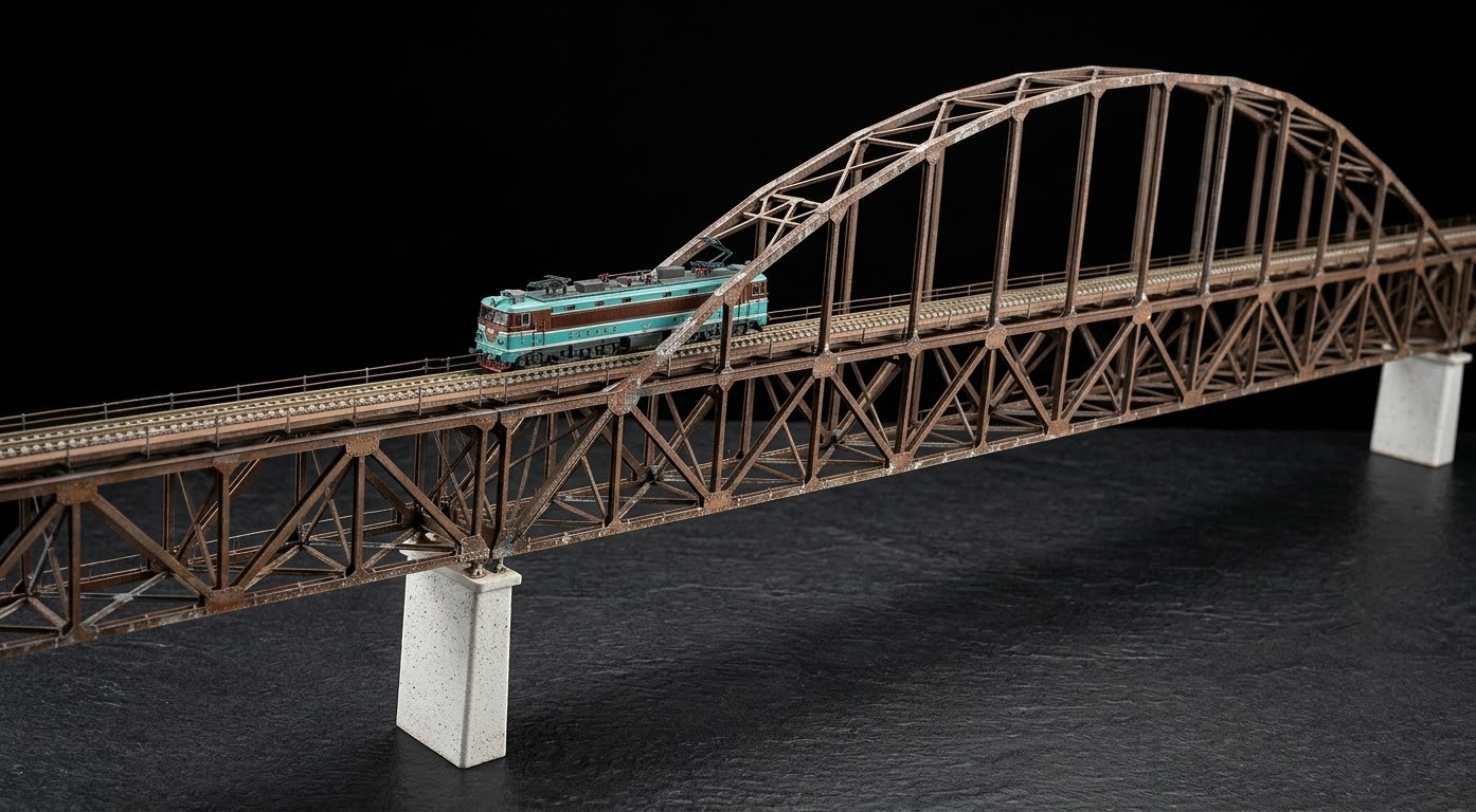 成昆線 "金山" 迎水河鐵路大橋 1:160 N規銅制中國鐵路橋系列第二款