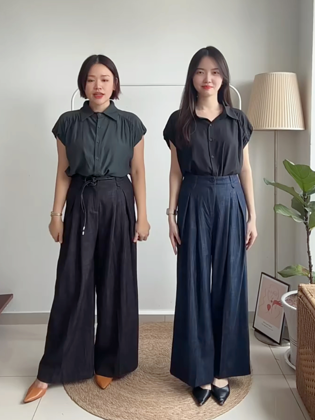 T4064 Cape Sleeve Shirt - Black & Grey