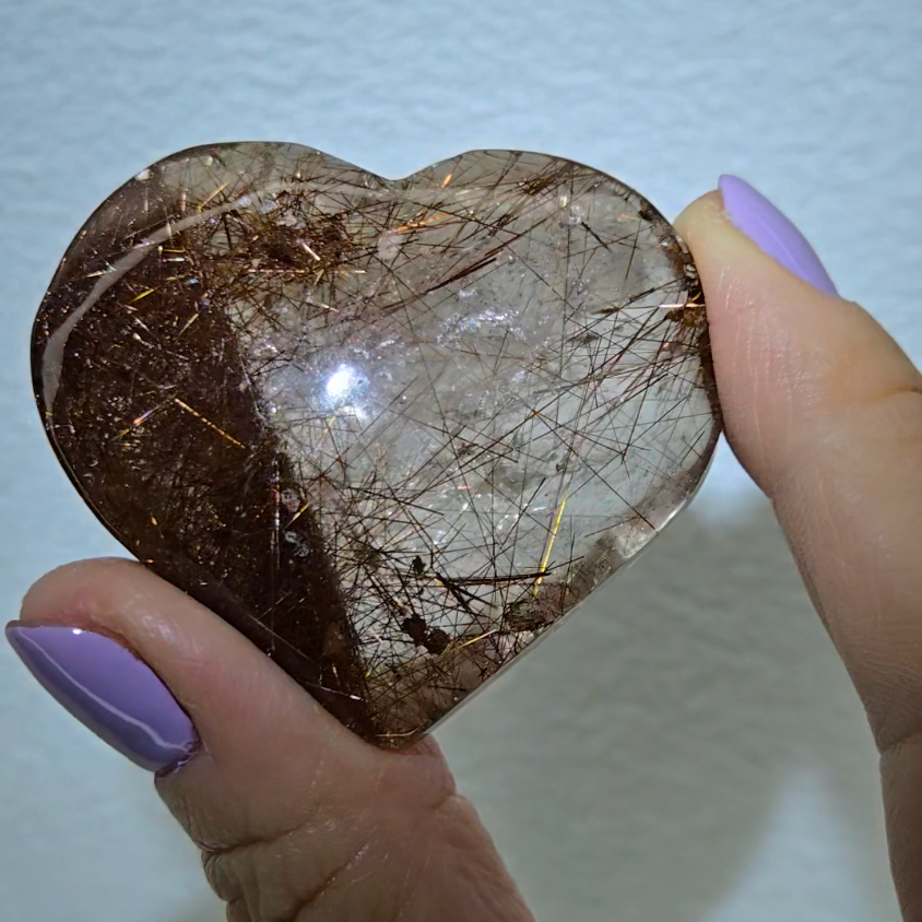 Copper rutilated lodolite garden quartz heart - RT736