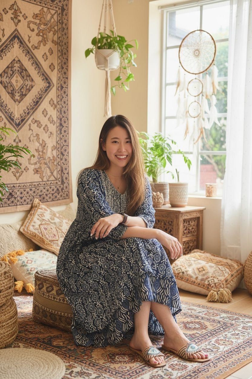 Blue X White Block Print 2- Layered OP49" #1074