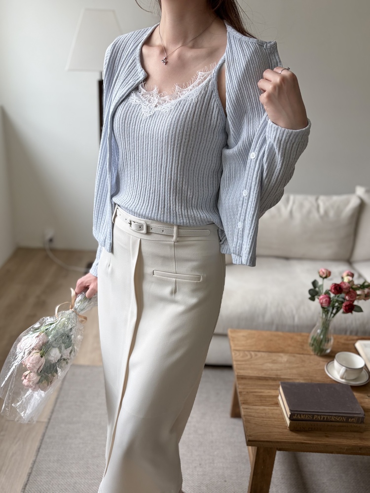 [假兩件] Lumiere Lace Layered Top (Babyblue)