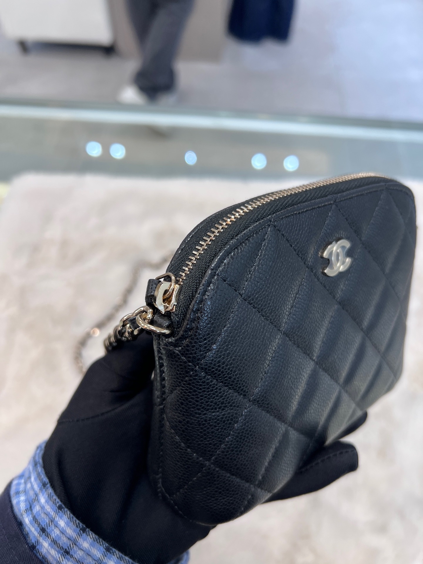 【預訂貨品】Full set👜芯片款 Chanel黑金荔枝牛皮mini貝殼包 