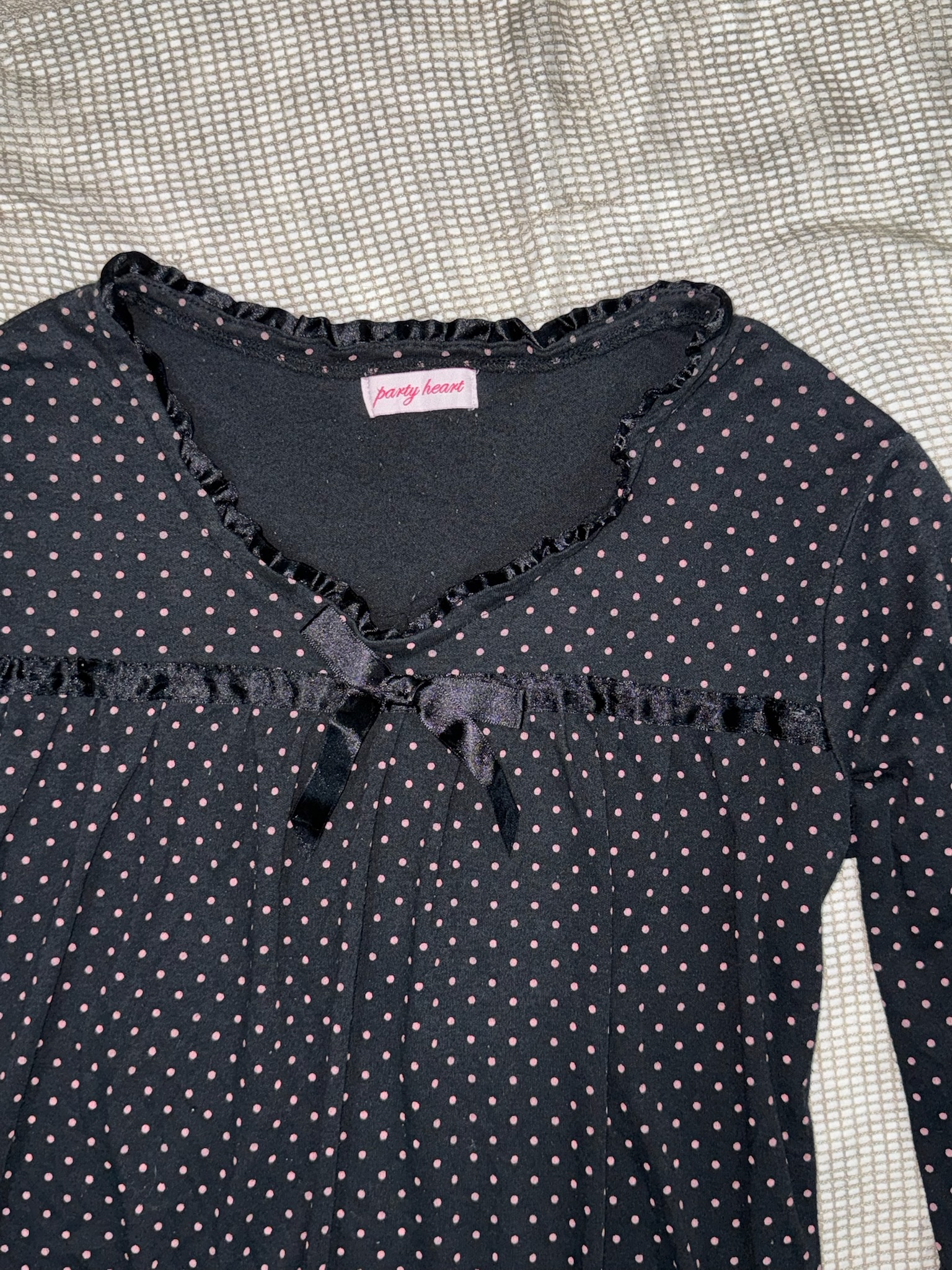 Coquette Grunge Polka Dot Long-Sleeve