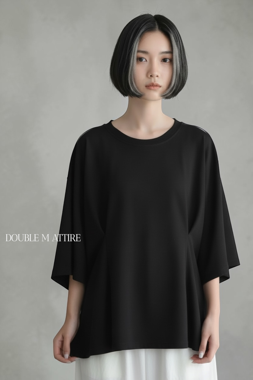 前褶設計寬鬆Tee