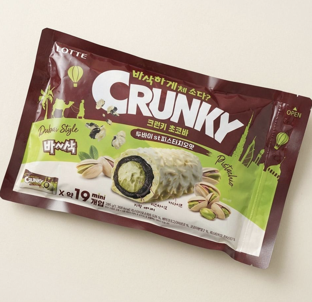 韓國 樂天 LOTTE Crunky 杜拜式 朱古力開心果 酥脆條 285g / 袋