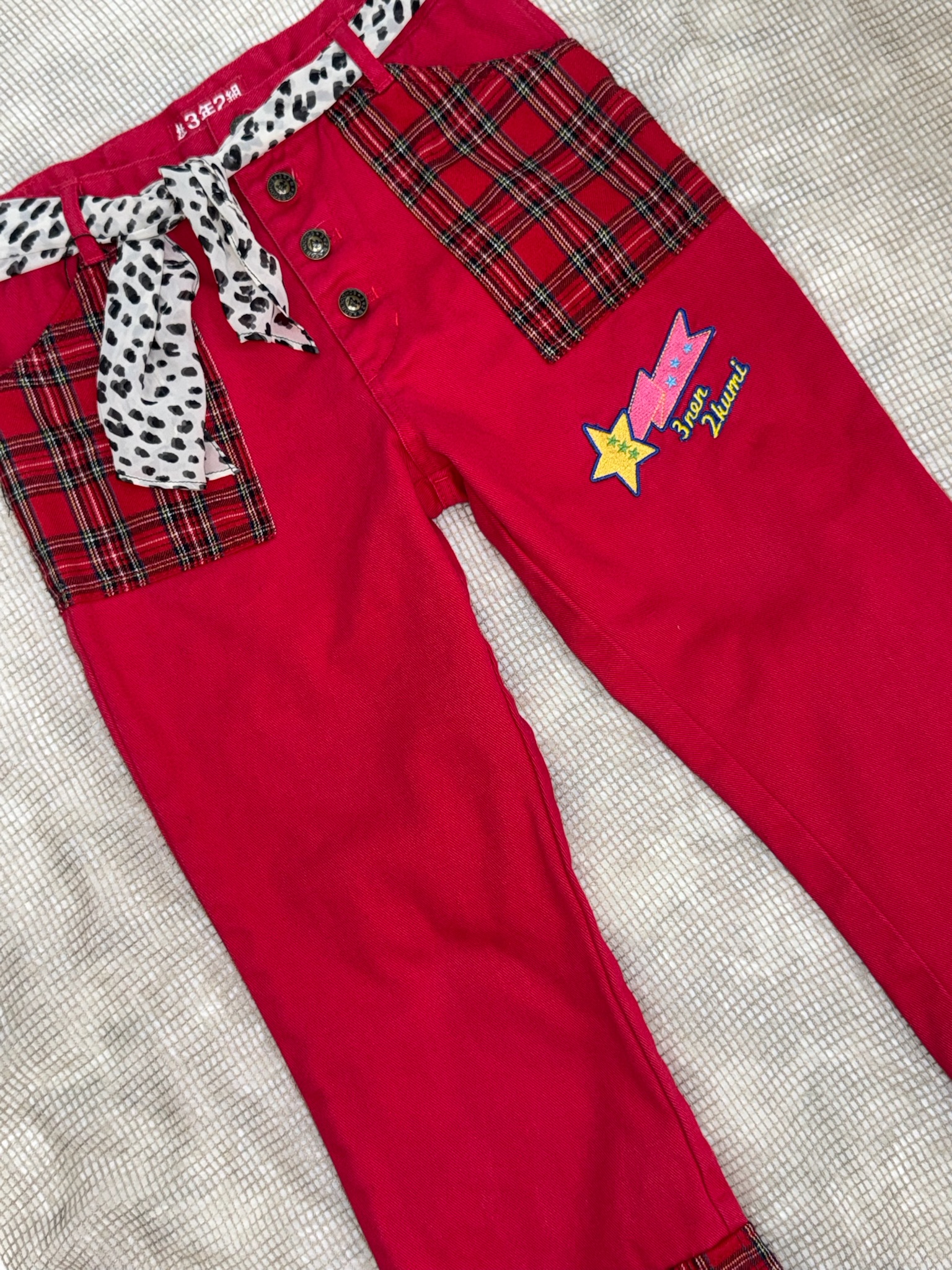 3年2組 J-Fashion Y2k Harajuku Star Embroidered Trousers