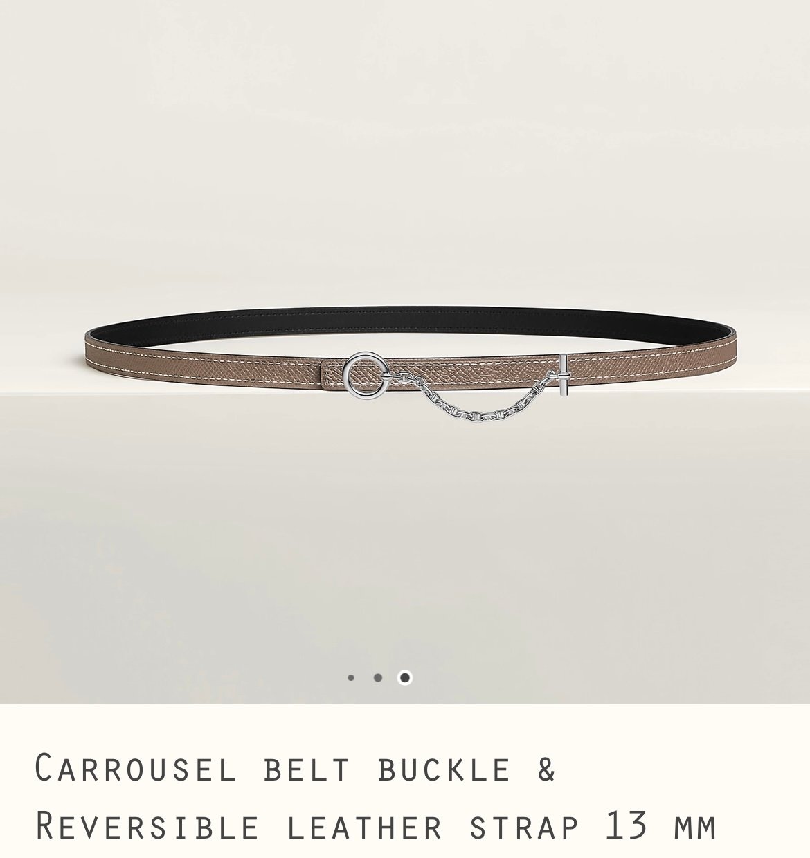 ❤️‍🔥 Hermes 全新🆕 13 mm雙面皮帶 + Carrousel 一個環連一串豬鼻圖案組成皮帶鍍銀扣