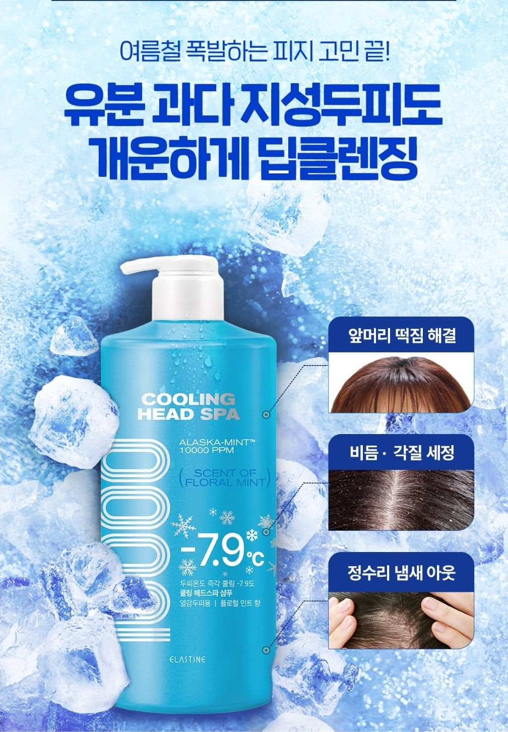 🌿 ELASTINE Cooling Head Spa 10000 Cool Menthol Shampoo 1L