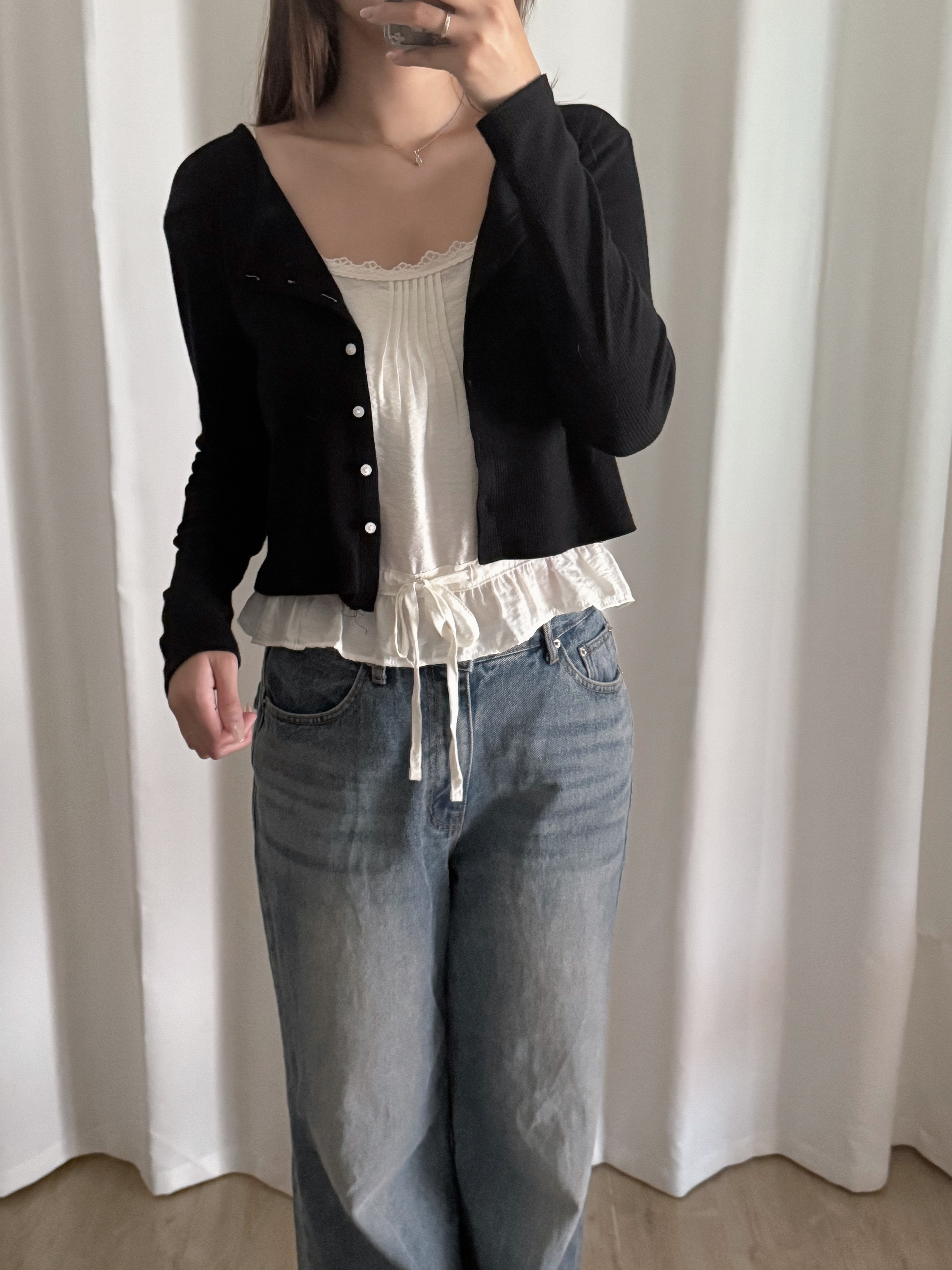 Lace小花綁帶吊帶短背心