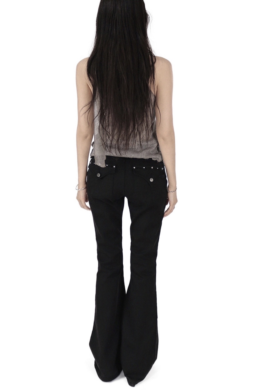 Studded Flap Pocket Bootcut Pants