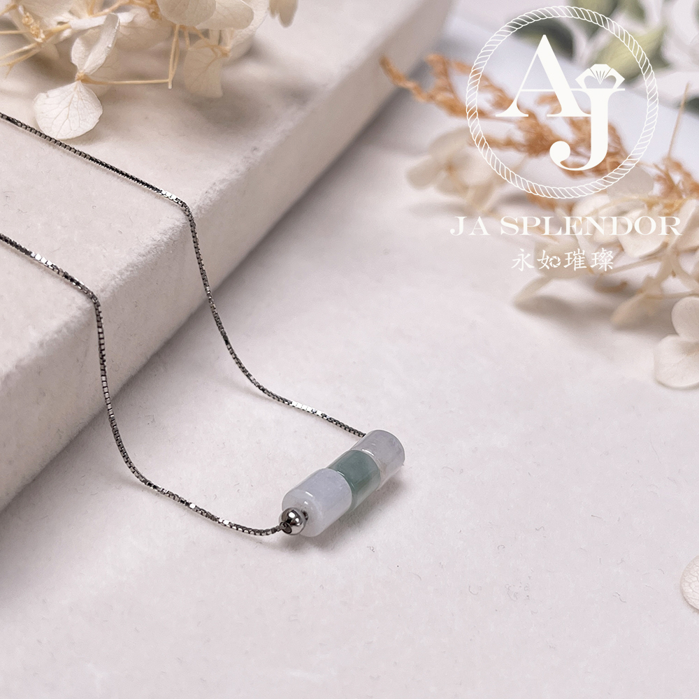 D-04C 天然翡翠A玉 平安幸運純銀項鏈