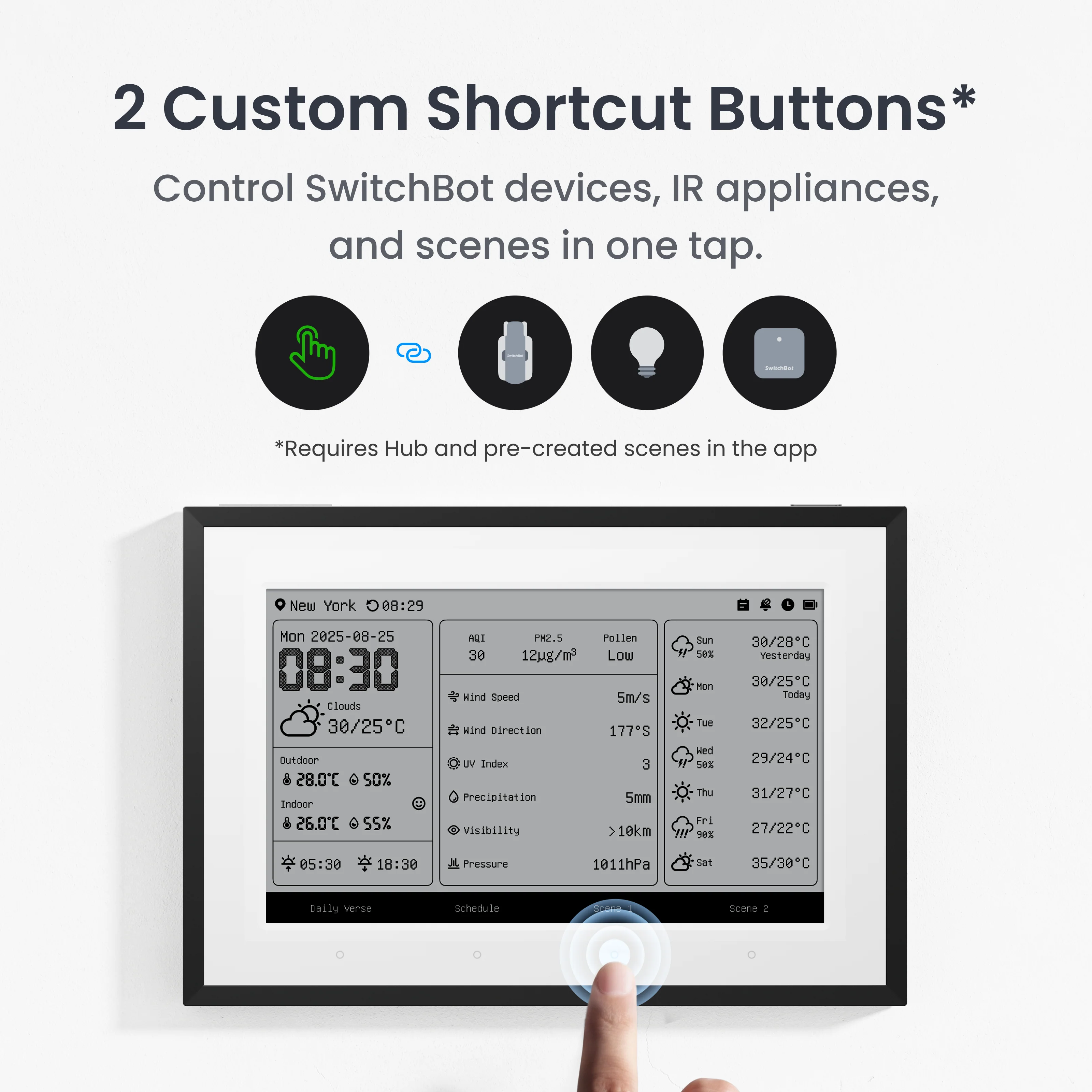 香港行貨 SwitchBot E-INK 資訊看板 Weather station （資訊站 - 集中顯示天氣、溫度、濕度、空氣品質、日曆及待辦事項）