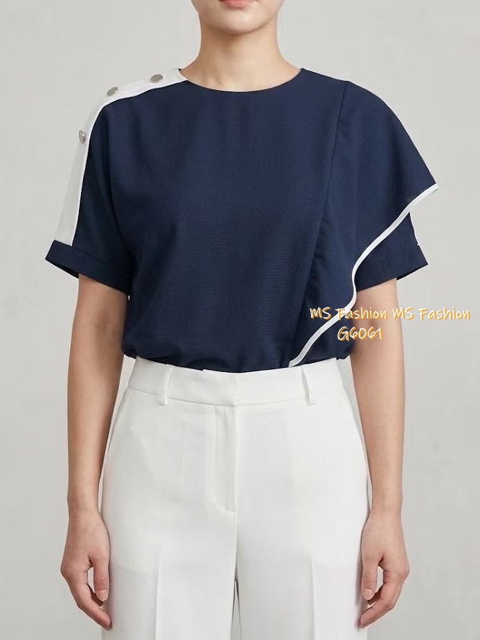 G6061 韓國🇰🇷靚料肩鈕ruffle top