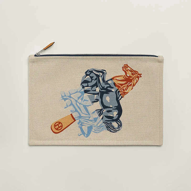 Hermès 全新🆕 全棉 Succulent Sultan馬冰淇淋印花圖案 H帆布扁平收納pouch 