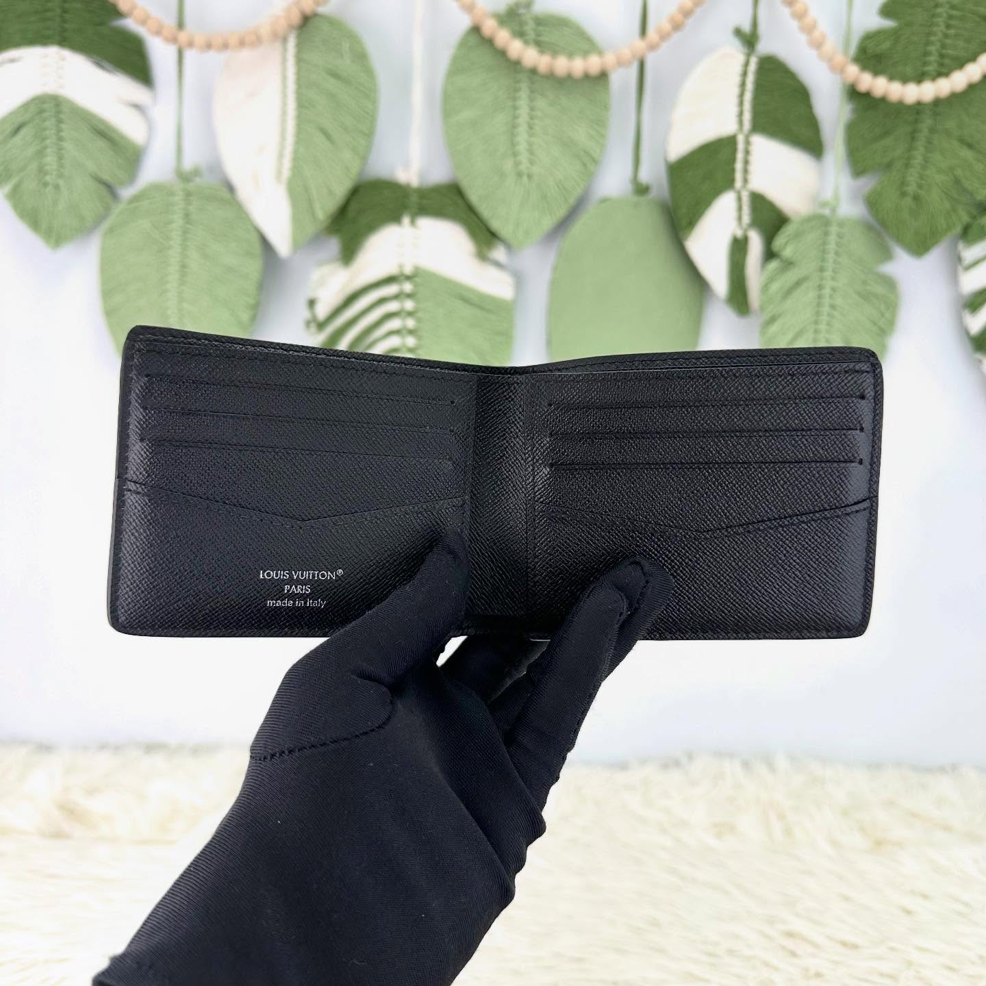 LV 🤍PRE OWNED Slender 黑色老花短銀包 晶片款🖤