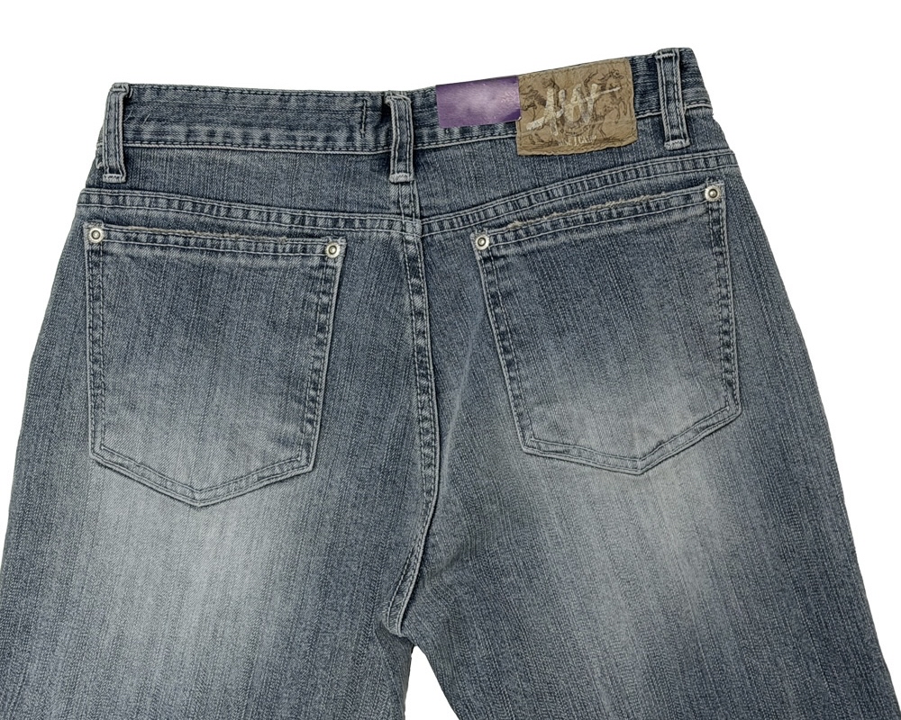 Low-Rise Distressed Bootcut Denim