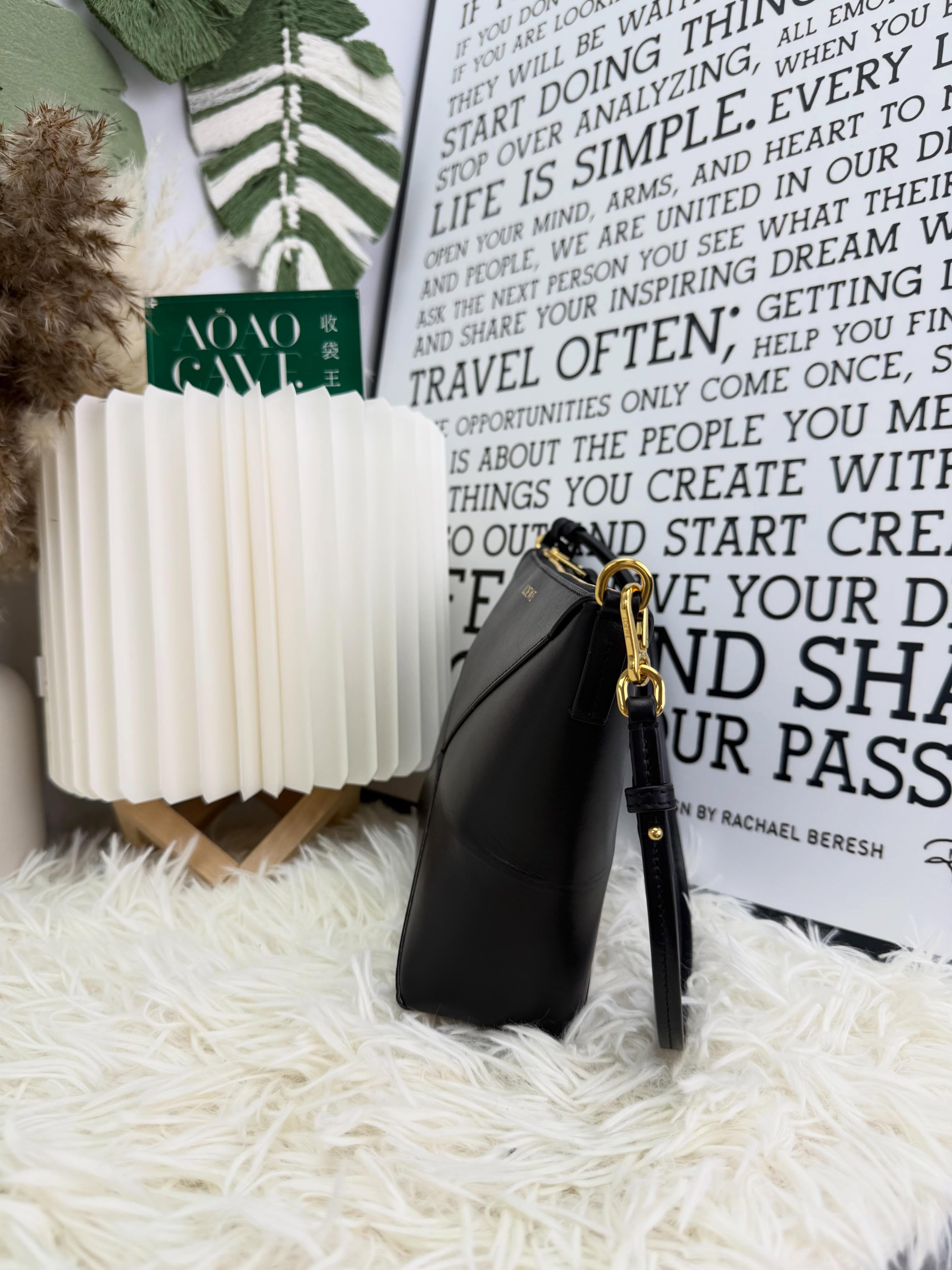 Loewe👜 PRE OWNED 🛍️黑色puzzle fold mini 🖤