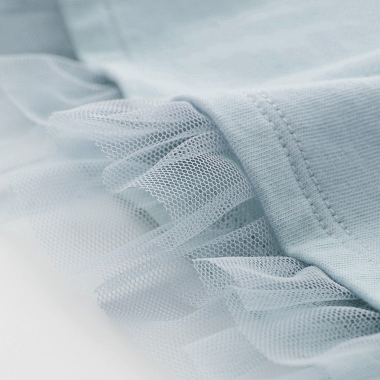 💚預訂 台灣直送💚玉桂狗印花網紗拼接純棉短袖T恤