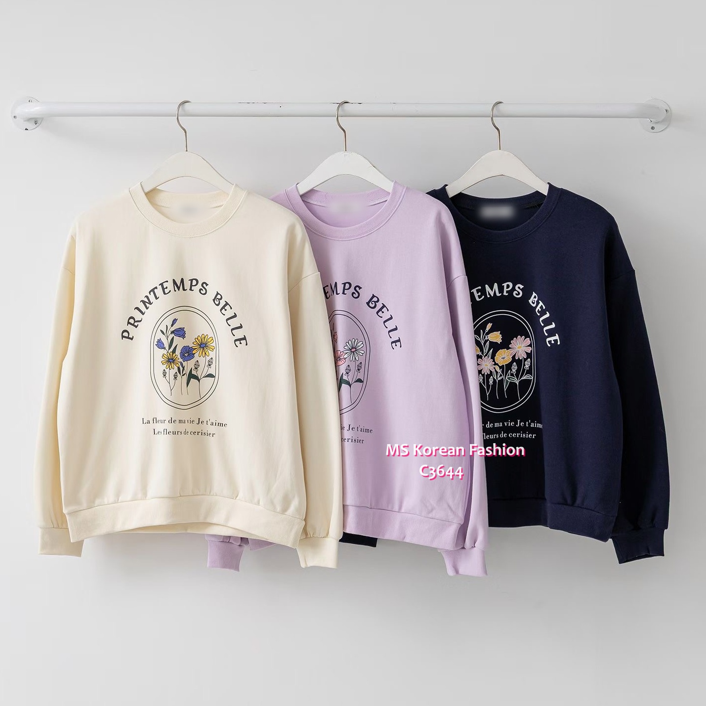 C3644 韓國🇰🇷靚色花花print衛衣