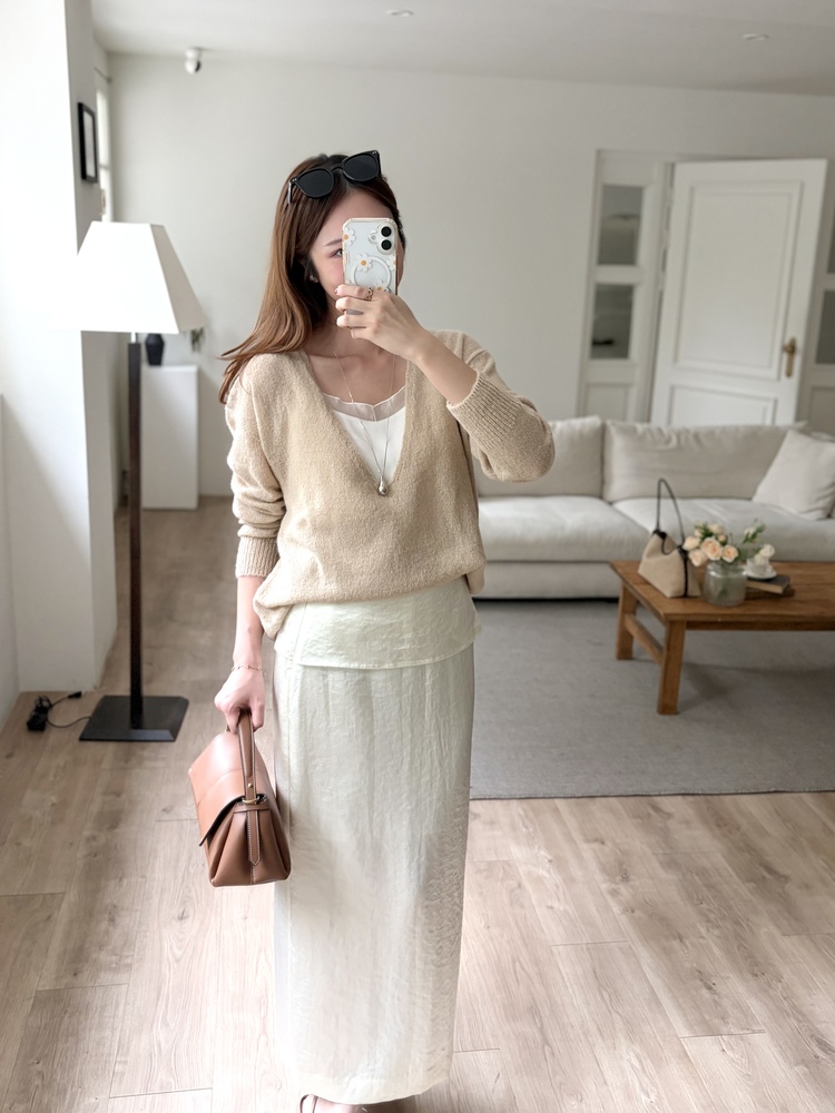 Layering Satin Skirt (Cream)