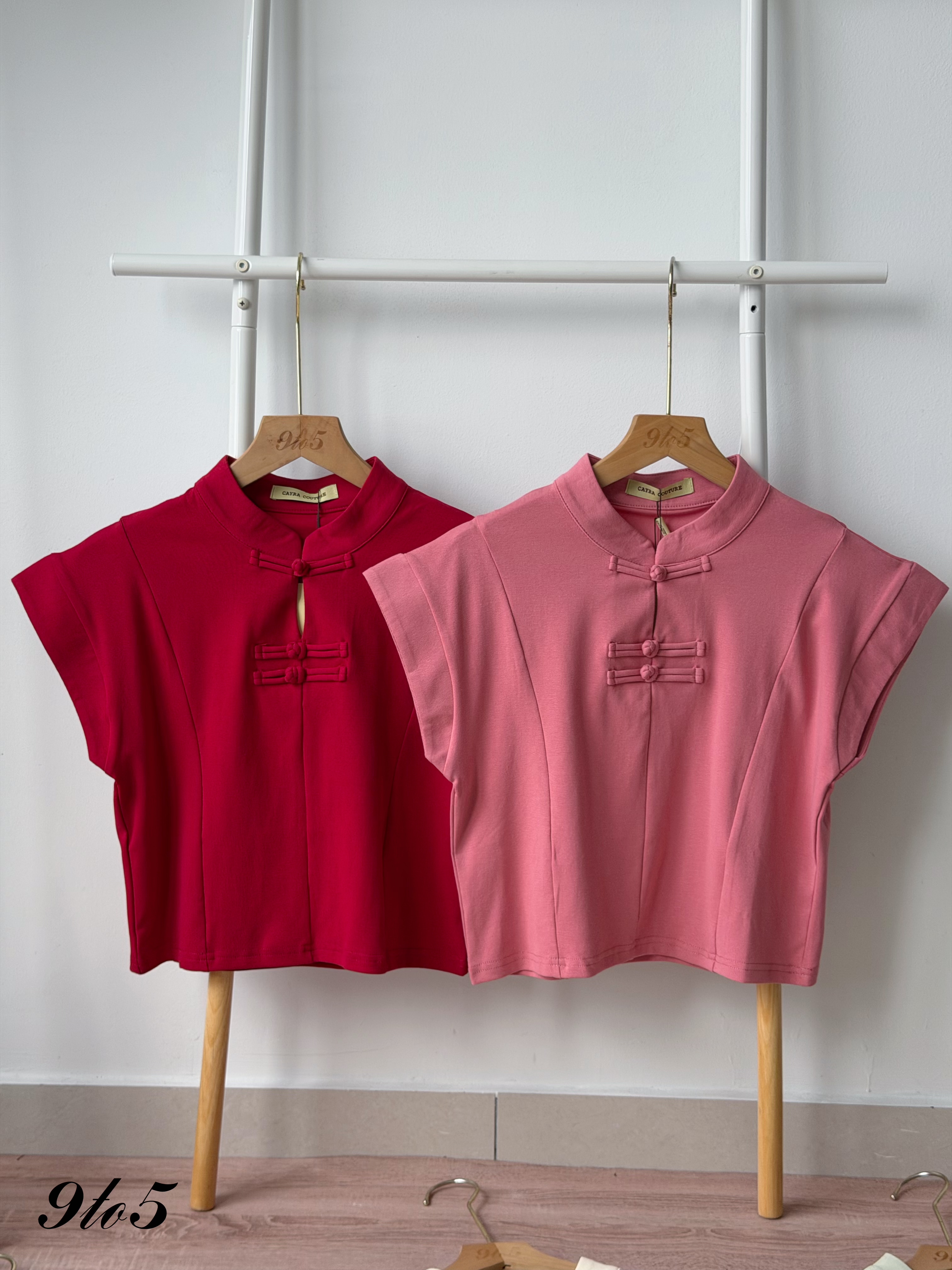 T4486 Cape Sleeve Candy Cheongsam Top - 5 Colors 
