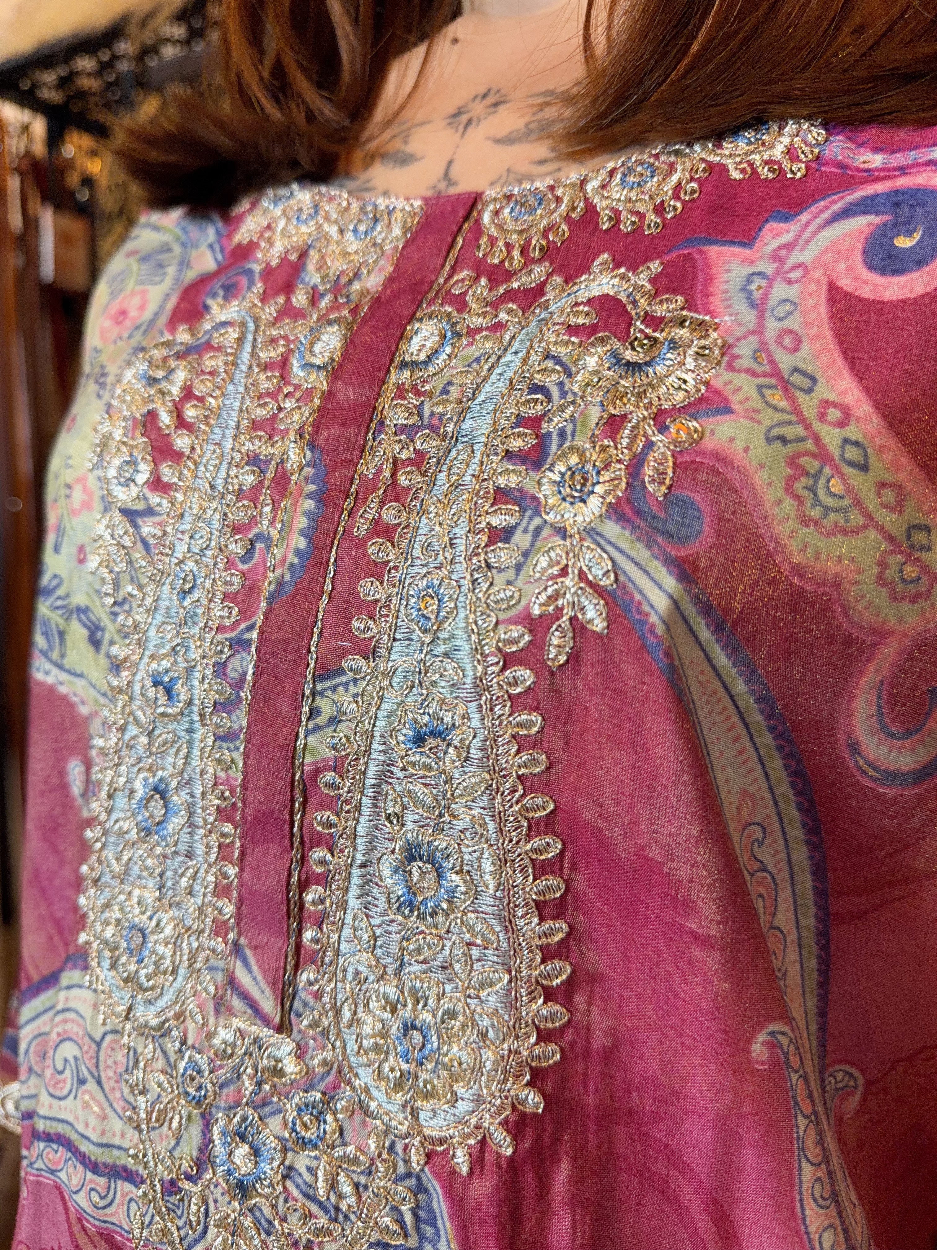 1680 Rose Red Silky Kurta